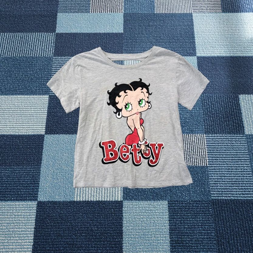 Vintage Betty Boop Gray Graphic T-Shirt S/CH Short Sleeve Cutout Back Casual Top Size XS / US 0-2 / IT 36-38 - 1 Thumbnail