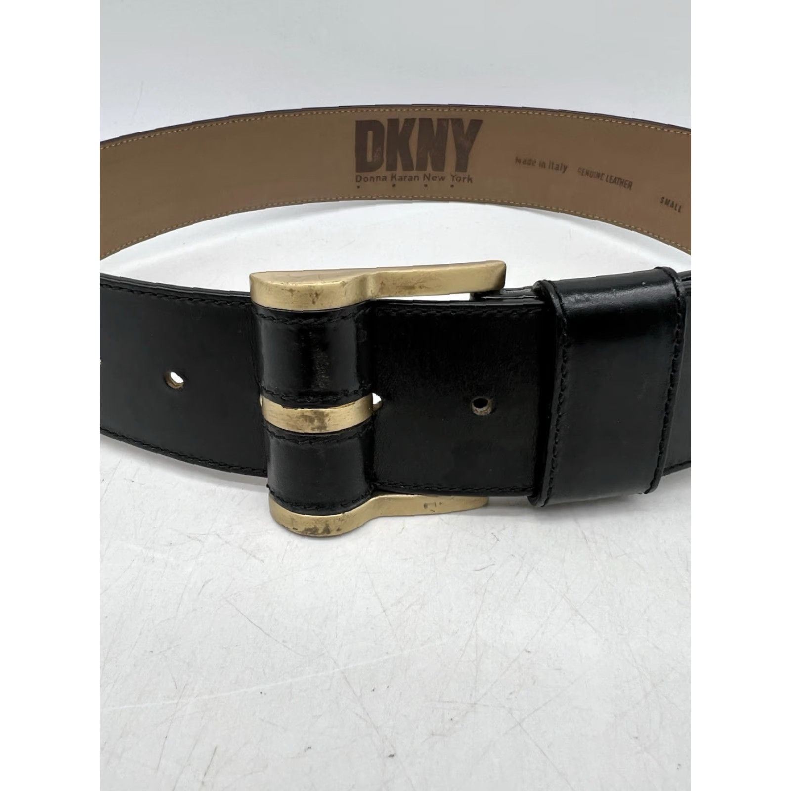 DKNY DKNY Belt Women Leather Y2K Retro Matte Genuine Black 27.5/31 S Adjustable Buckle Made in Italy SZ S Size 28" / US 6 / IT 42 - 2 Thumbnail