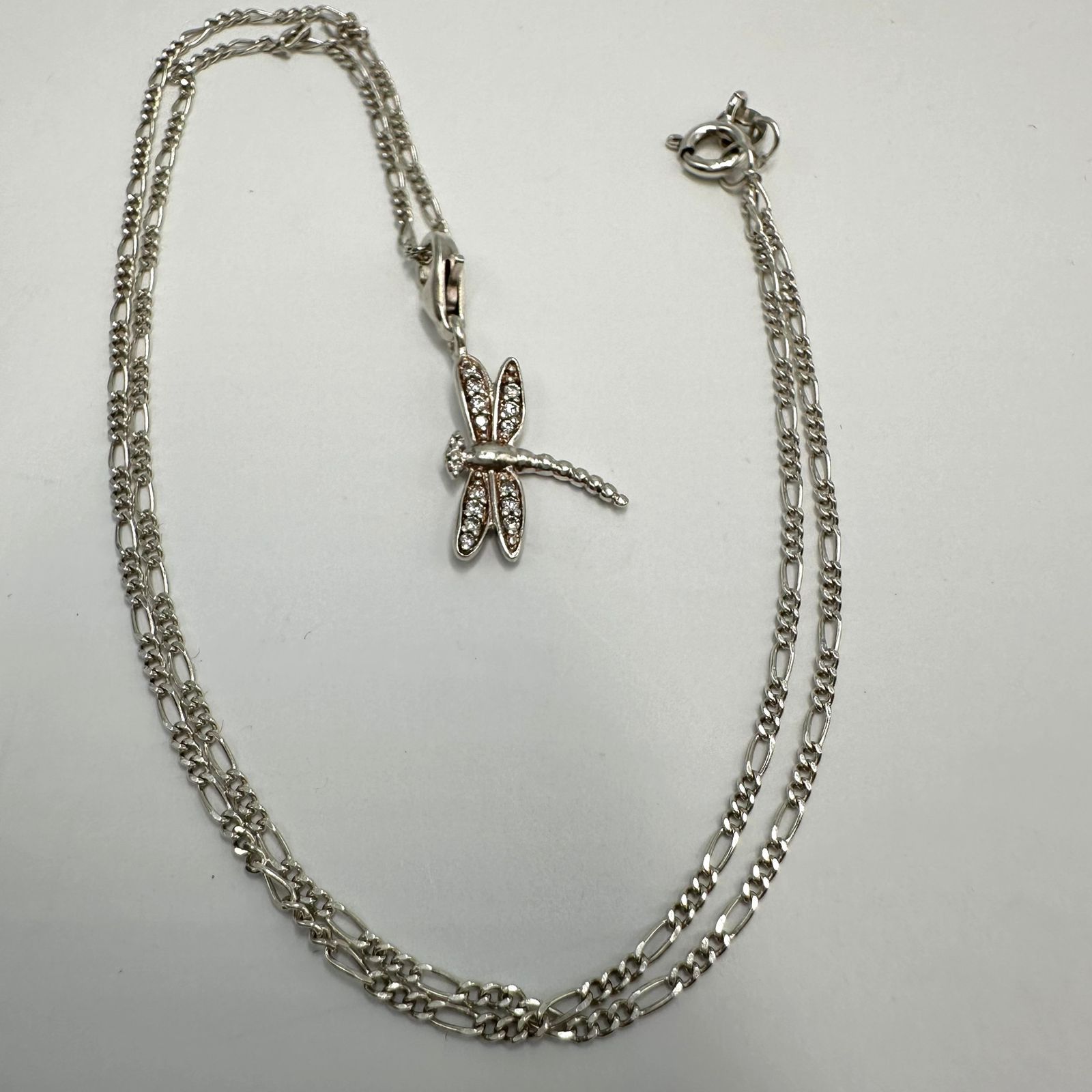 Sterling Silver Vintage 925 Sterling Silver Necklace Dragonfly Pendant Size ONE SIZE - 2 Thumbnail