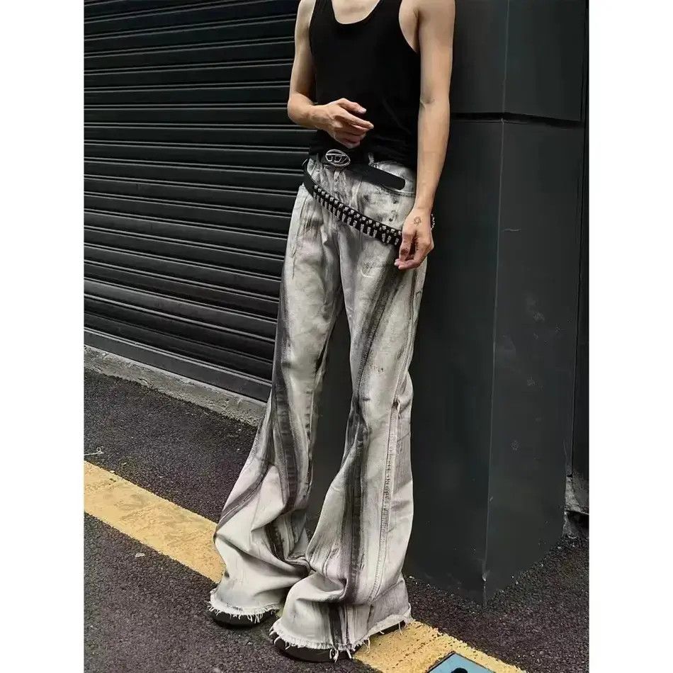 Japanese Brand Retro loose fringed gradient slightly flared jeans Size US 32 / EU 48 - 6 Thumbnail