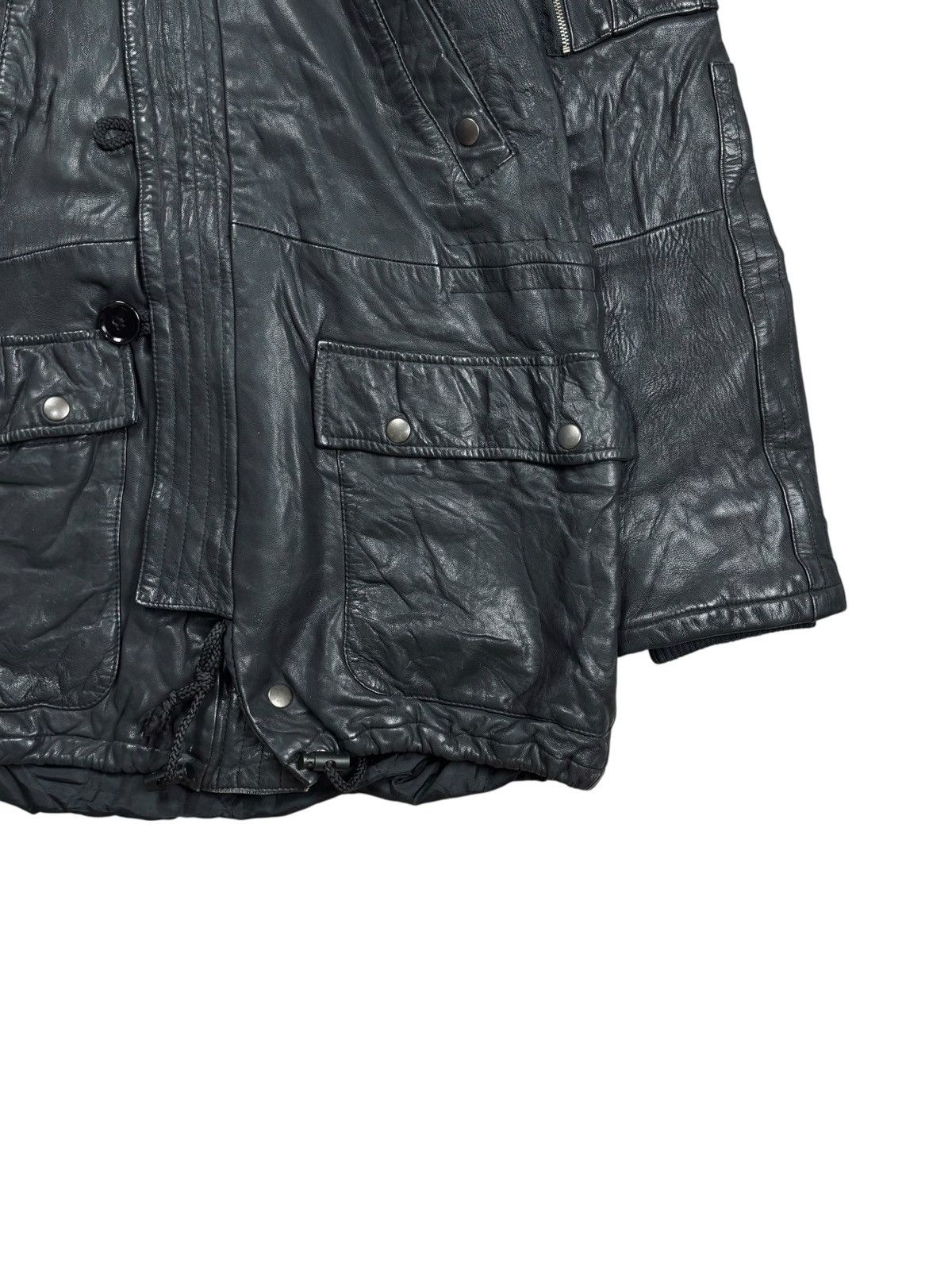 2000s Four Valley - Fur Hoodie Vkei Style Leather Jacket