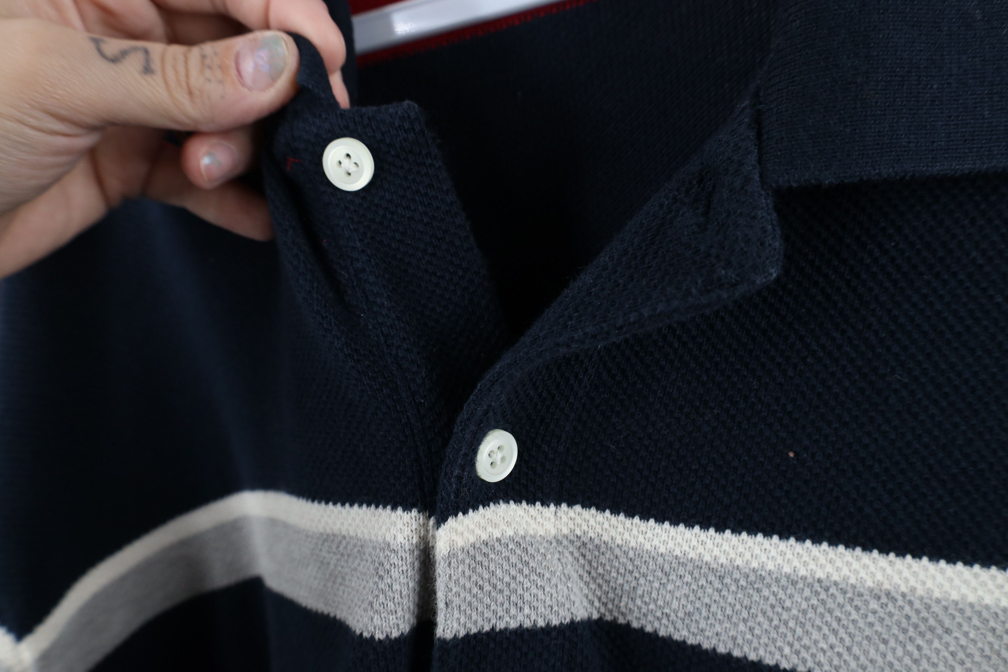 Nautica × Vintage Vintage 90s Nautica Thermal Waffle Knit Long Sleeve Polo Size US L / EU 52-54 / 3 - 5 Thumbnail
