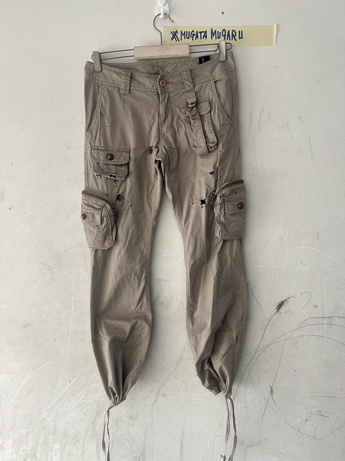 Hysteric Glamour THRASHED🔥KISSMARK DRAWSTRING CARGO 3D PANT Size US 29 - 1 Thumbnail