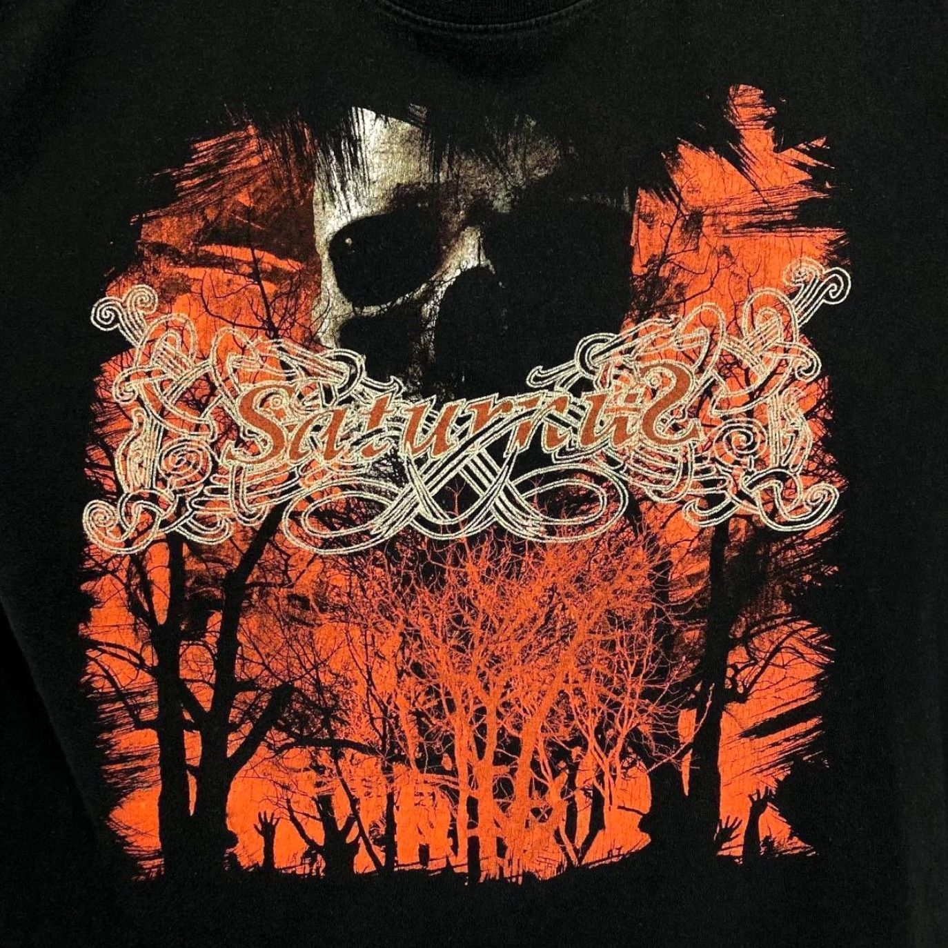 Vintage Saturnus “Ashes To Ashes” Graphic Death Doom Gothic Metal Band T-Shirt Medium Mens Black Graphic Print Front and Back Size US M / EU 48-50 / 2 - 3 Thumbnail
