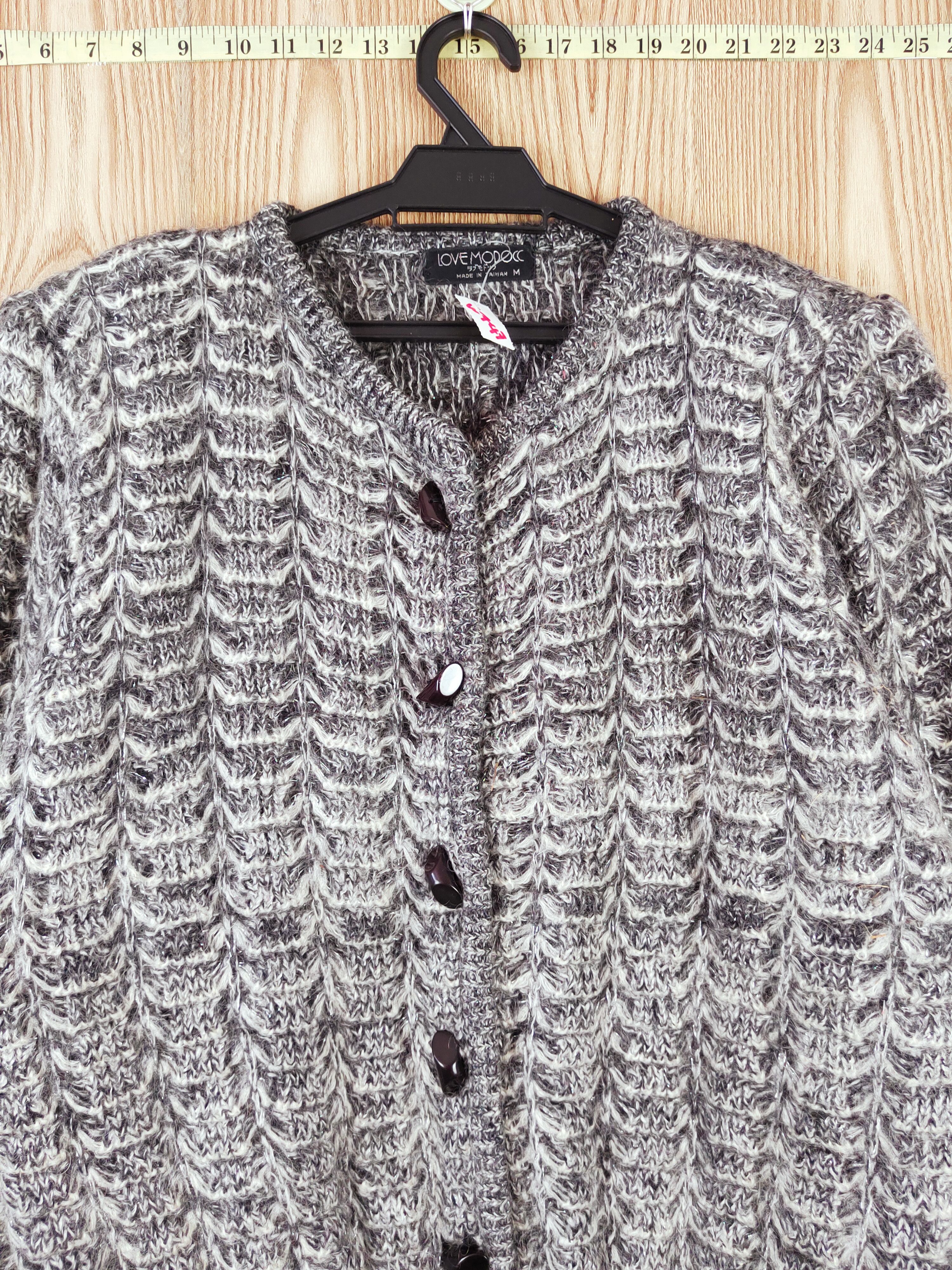 Japanese Brand Love Modocc Black White Knitwear Cardigan #W747 Size M / US 6-8 / IT 42-44 - 2 Thumbnail