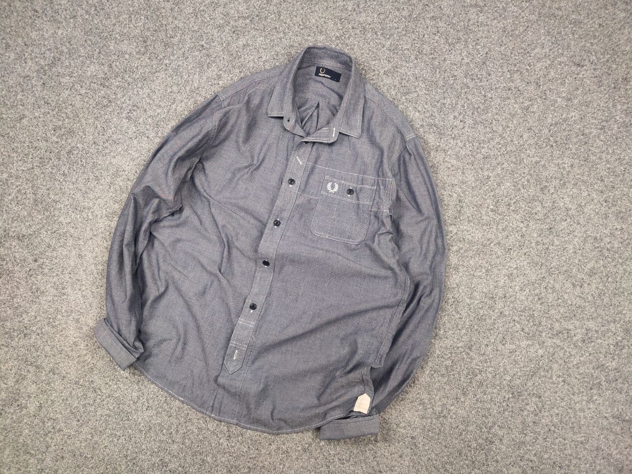 Fred Perry Fred Perry Logo Long sleeve button blue classic fit shirt Size US L / EU 52-54 / 3 - 4 Thumbnail