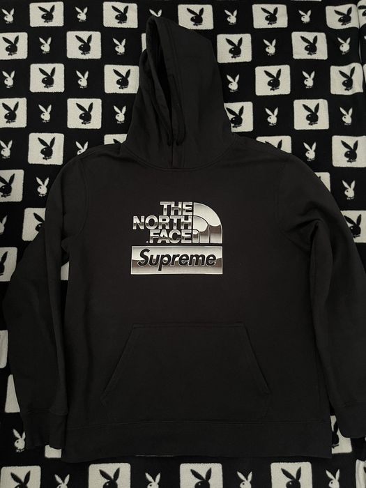 Supreme x The North Face Metallic Logo Hooded Sweatshirt 'White' | Men's Size L