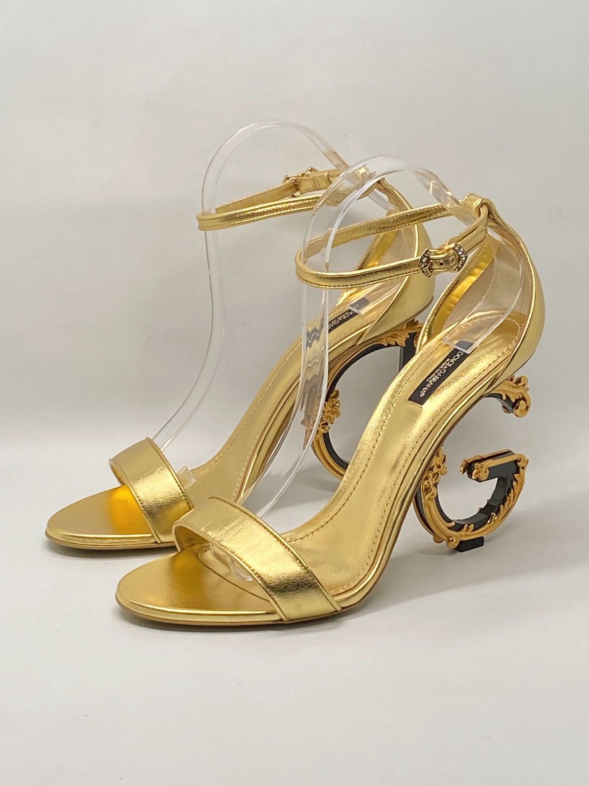 Dolce & Gabbana DOLCE&GABBANA Sculpted-Heel Metallic Leather Sandals size 41 Size US 11 / IT 41 - 3 Thumbnail