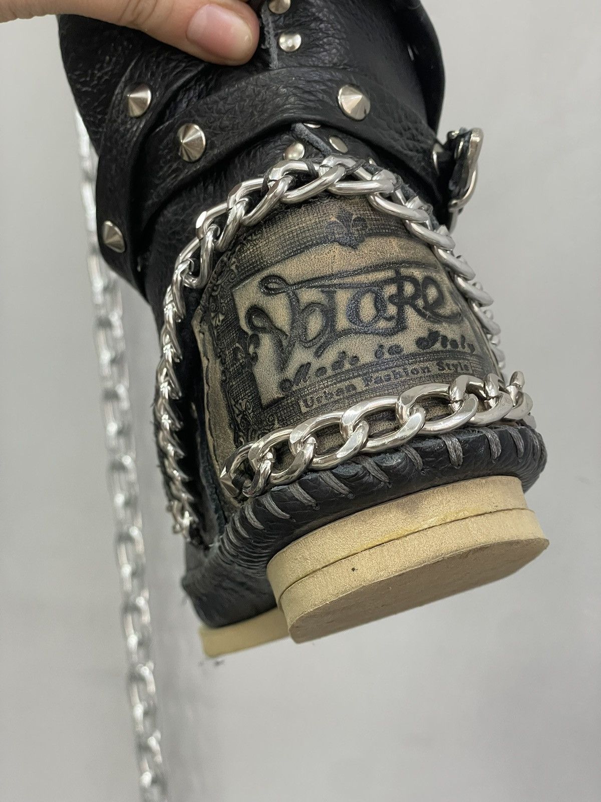 If Six Was Nine Gothic chain studded y2k boots black leather 14thaddiction Size US 5.5 / IT 35.5 - 7 Thumbnail