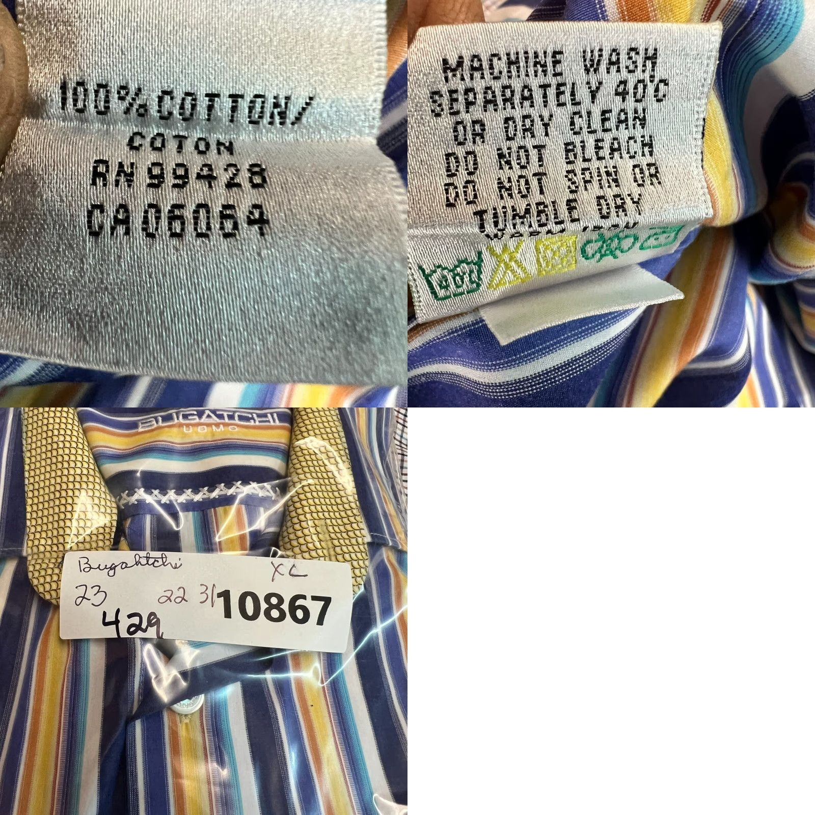BUGATCHI Bugatchi Uomo Shirt XL Mens Blue Striped Long Sleeve Button-Up Cotton Designer City Classic Mens Size US XL / EU 56 / 4 - 8 Thumbnail
