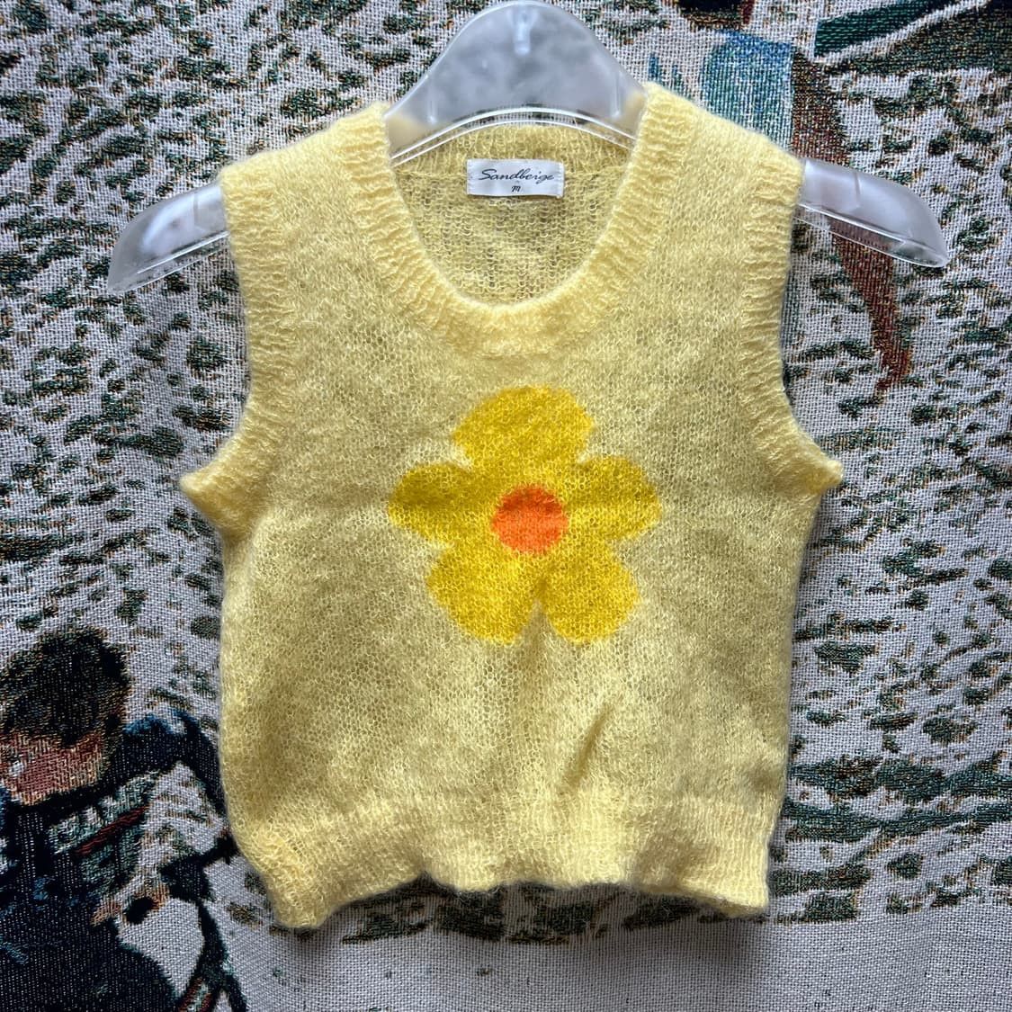 Japanese Brand Flower knit sleeveless yellow Size M / US 6-8 / IT 42-44 - 1 Thumbnail