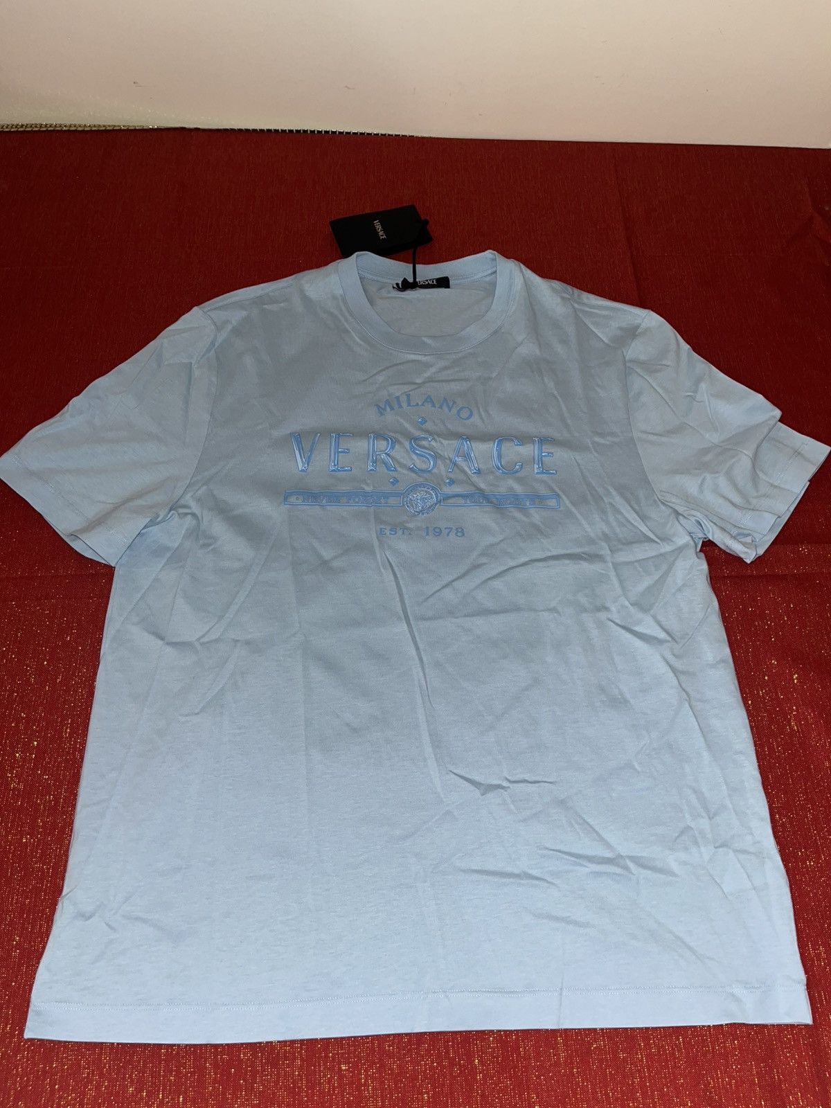 Versace Versace Pastel Blue T-Shirt Sz L Size US L / EU 52-54 / 3 - 8 Thumbnail