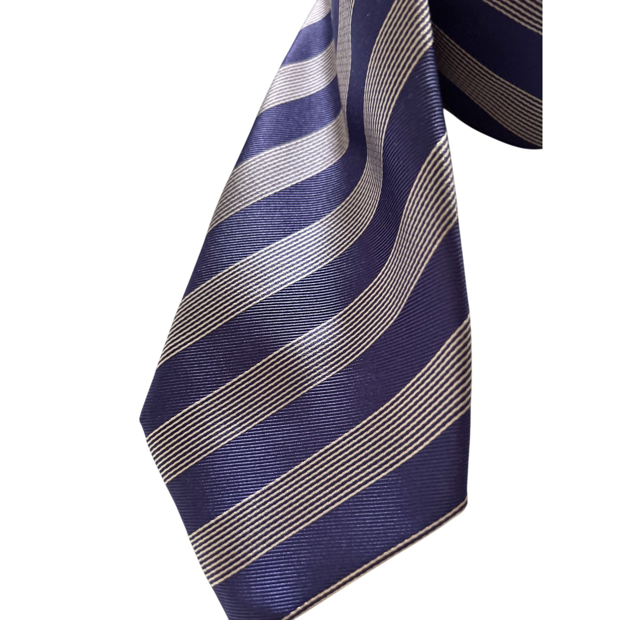 Luigi Borrelli LUIGI BORRELLI Napoli Men's 100% Silk Tie Blue Gray/Silver S Size ONE SIZE - 10 Thumbnail