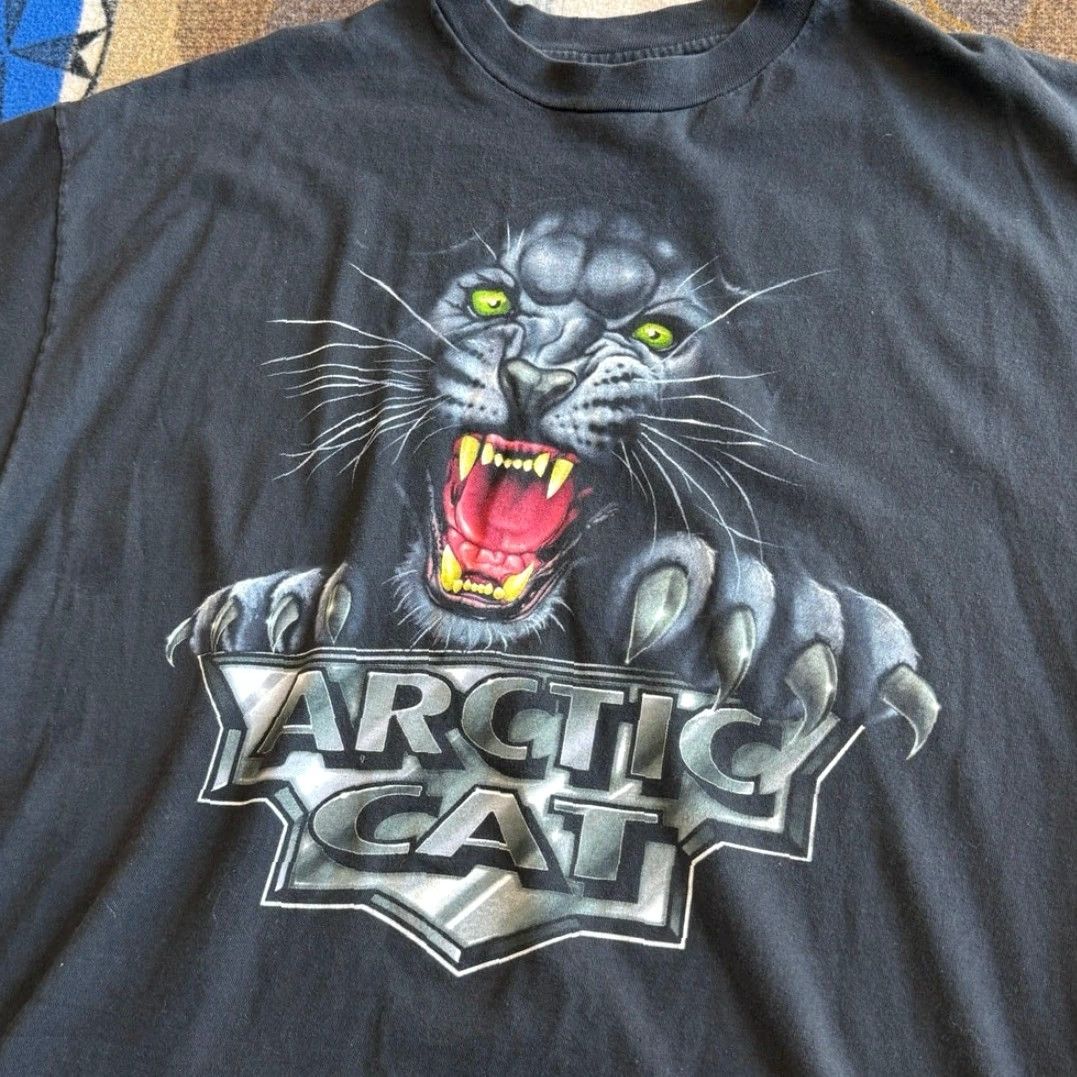 Hanes VINTAGE 90s Arctic Cat Snowmobiles T-Shirt Hanes 2XL Short Sleeve Men Black Solid Made In USA 1990s Winter Mens Size US XXL / EU 58 / 5 - 4 Thumbnail