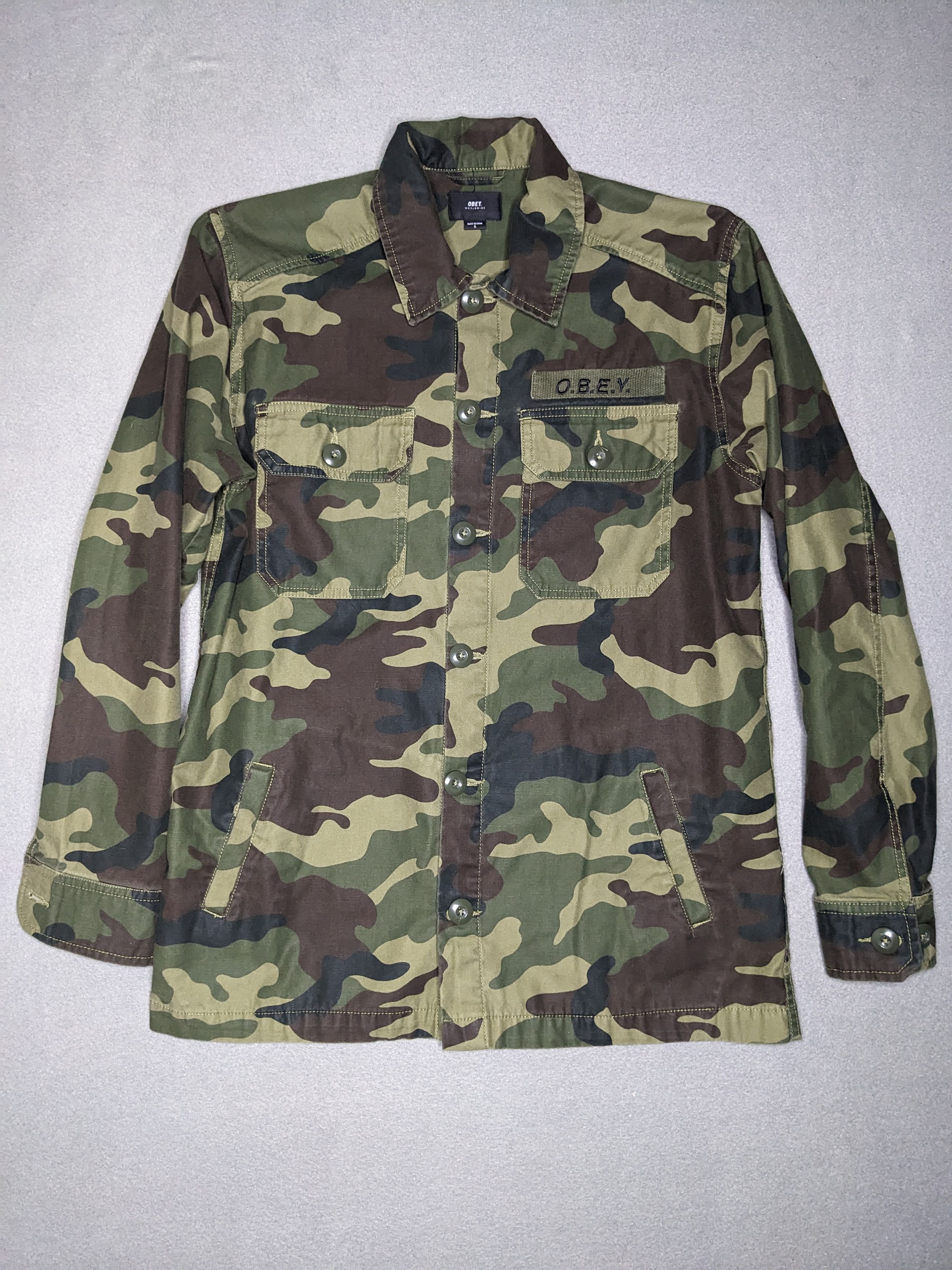 Obey Obey Woodland Camo Field Jacket Mens Small Military Shirt Size US S / EU 44-46 / 1 - 1 Thumbnail