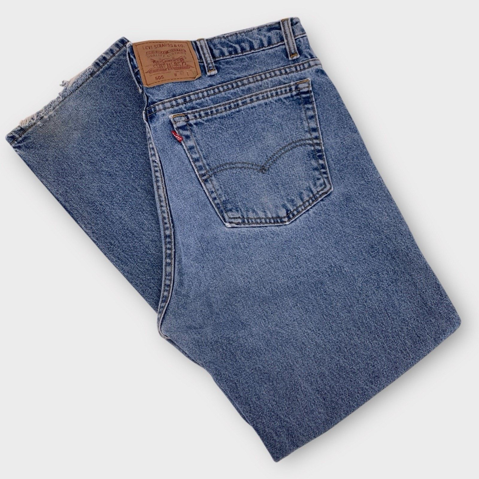 Levi's VTG Levi’s 550 Jeans 39x30 Blue Relaxed Fit Tapered *HOLES* Size US 39 - 15 Thumbnail