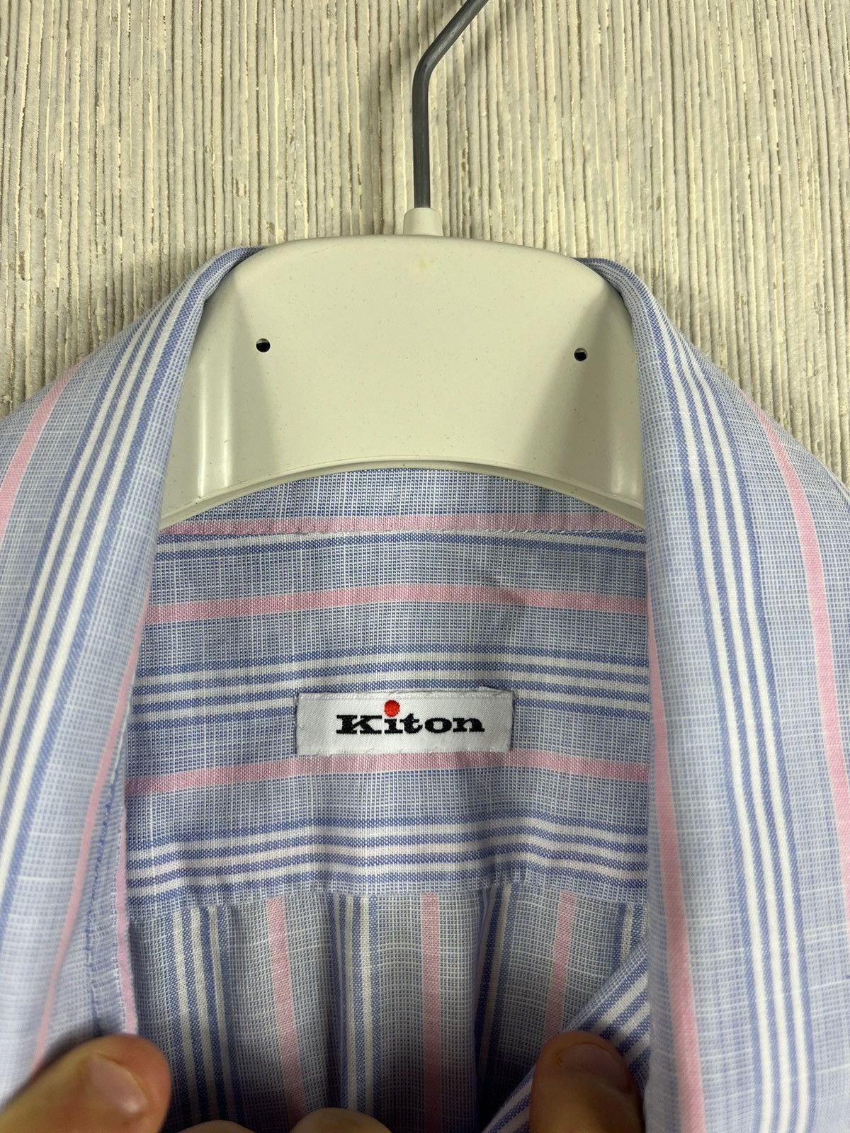 Kiton Kiton linen shirt striped pink baby blue vintage old money Size US L / EU 52-54 / 3 - 10 Thumbnail