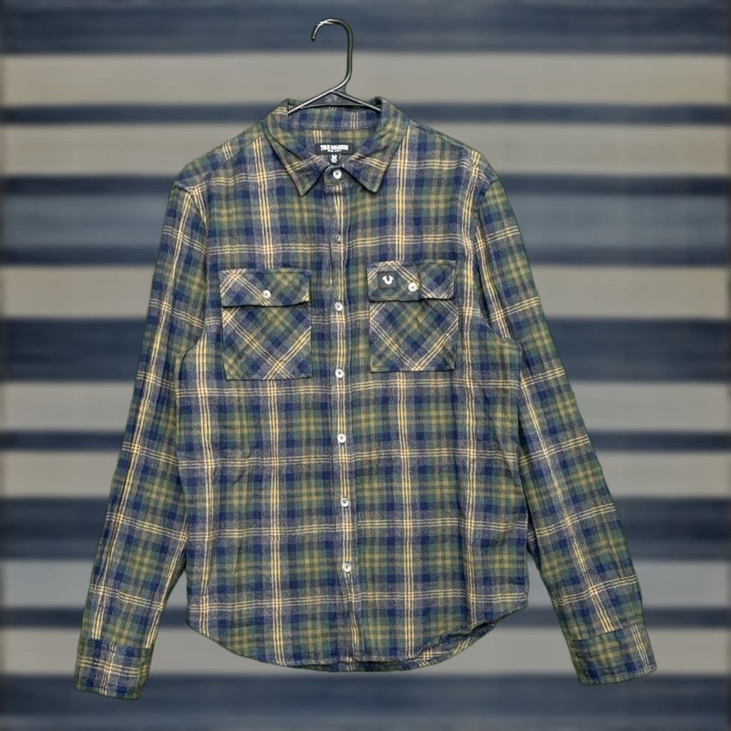 True Religion VINTAGE True Religion Shirt Mens Medium Plaid Flannel Western Yoke Y2K 90s Casual Shirt Mens Size US M / EU 48-50 / 2 - 1 Thumbnail