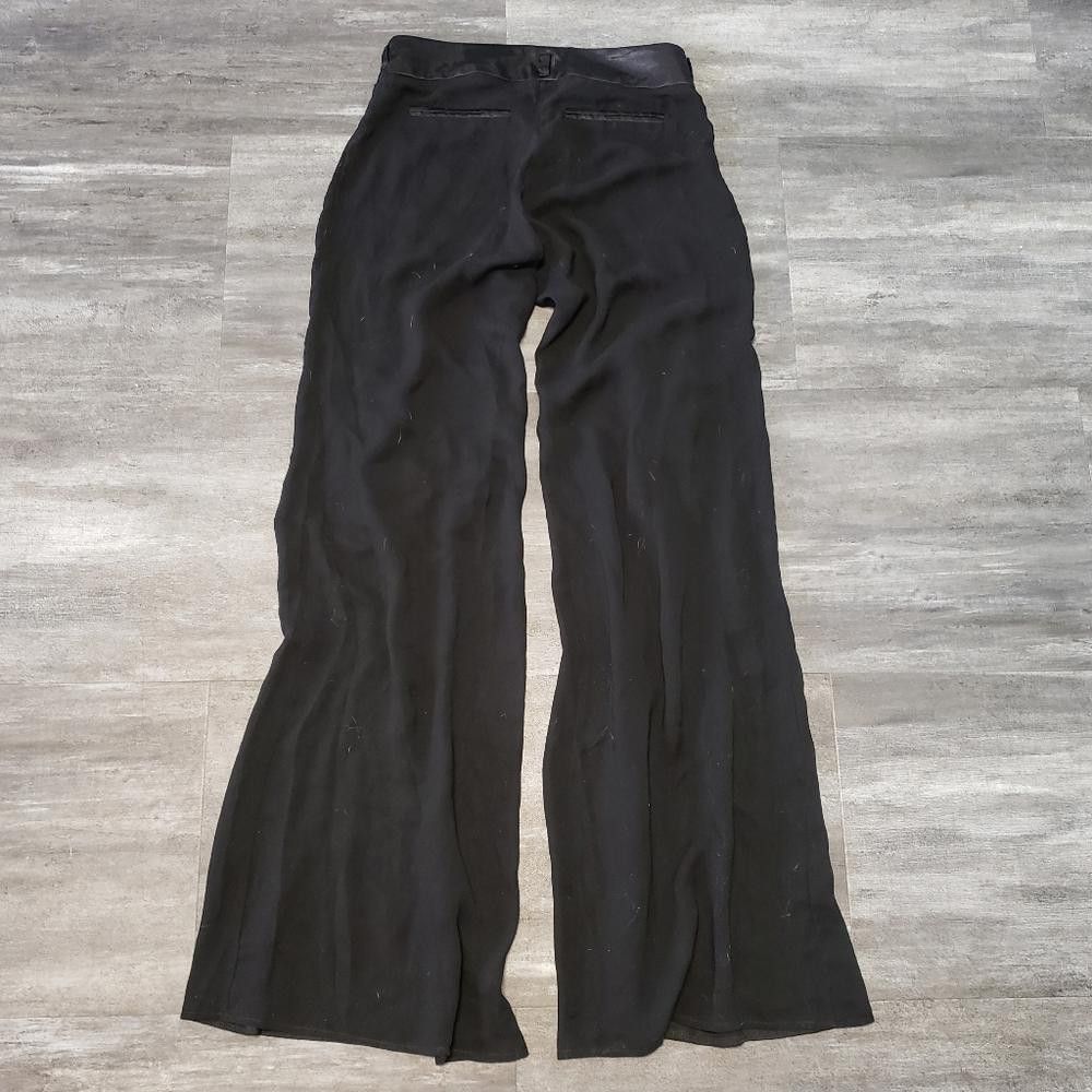 Designer Black Silk & Sheer Dressy Wide Leg Pant Size 28" / US 6 / IT 42 - 2 Thumbnail