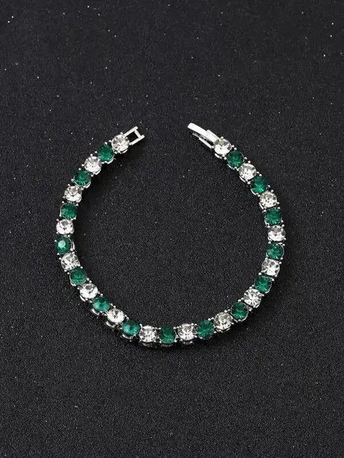 Japanese Brand Green & White Rhinestone Bracelet Size ONE SIZE - 3 Thumbnail