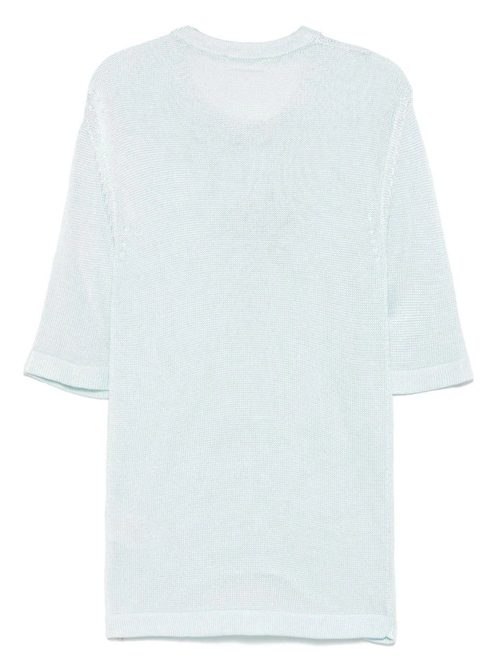 Jil Sander o1loc1c0426 Crochet Flower Knit T-Shirt in Sky Blue Size S / US 4 / IT 40 - 2 Thumbnail