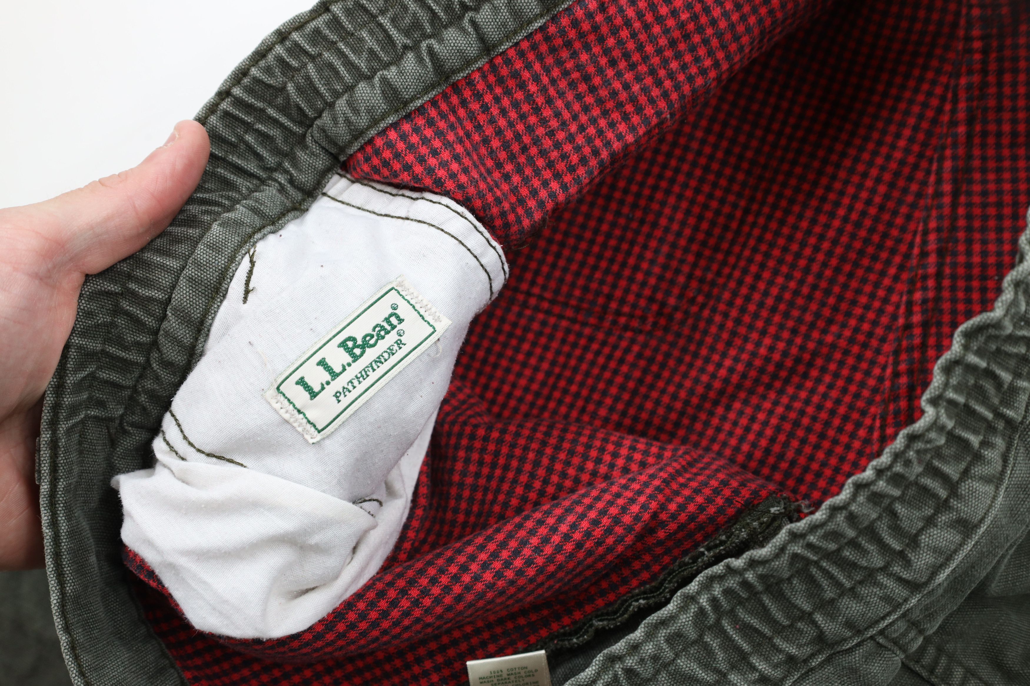 L.L. Bean × Vintage Vintage 90s LL Bean Flannel Lined Canvas Pants Green USA Size US 36 / EU 52 - 8 Thumbnail