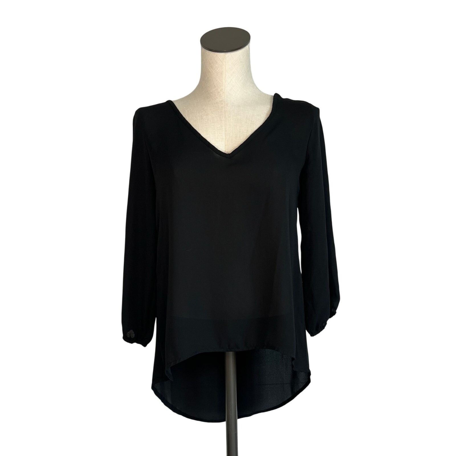Other American Dream Black Sheer High Low Tunic V-Neck Top XS Size XS / US 0-2 / IT 36-38 - 1 Thumbnail