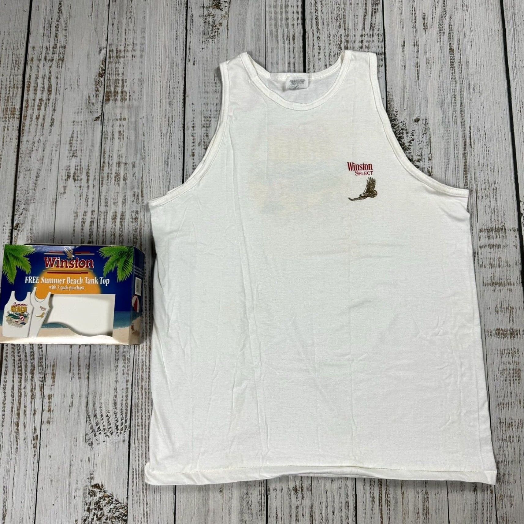 Vintage Vintage 1992 Winston Select Cigarette Tank Top XL Unisex Summer Beach Graphic Tee Cotton NOS Size US XL / EU 56 / 4 - 6 Thumbnail