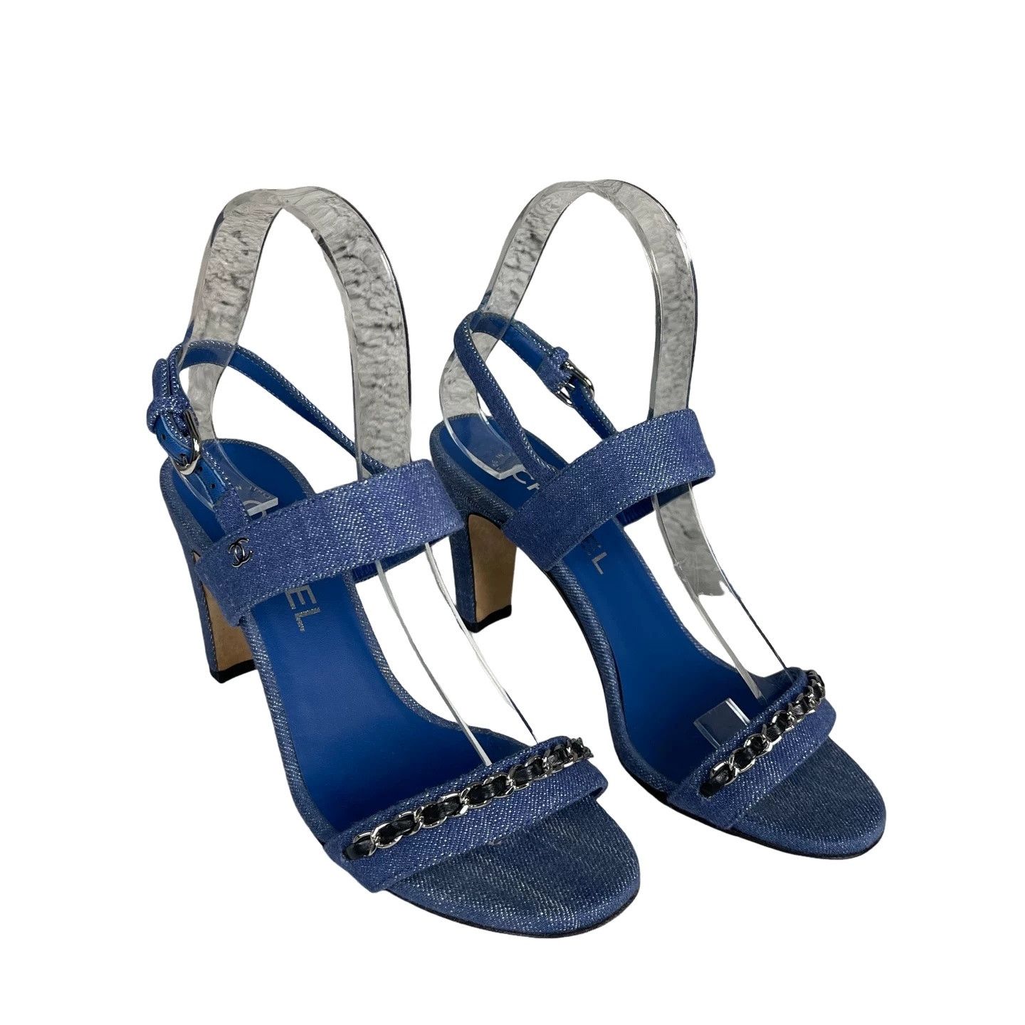 Chanel Chanel Denim Chain Heeled Sandals Size 36C Size US 6 / IT 36 - 1 Thumbnail