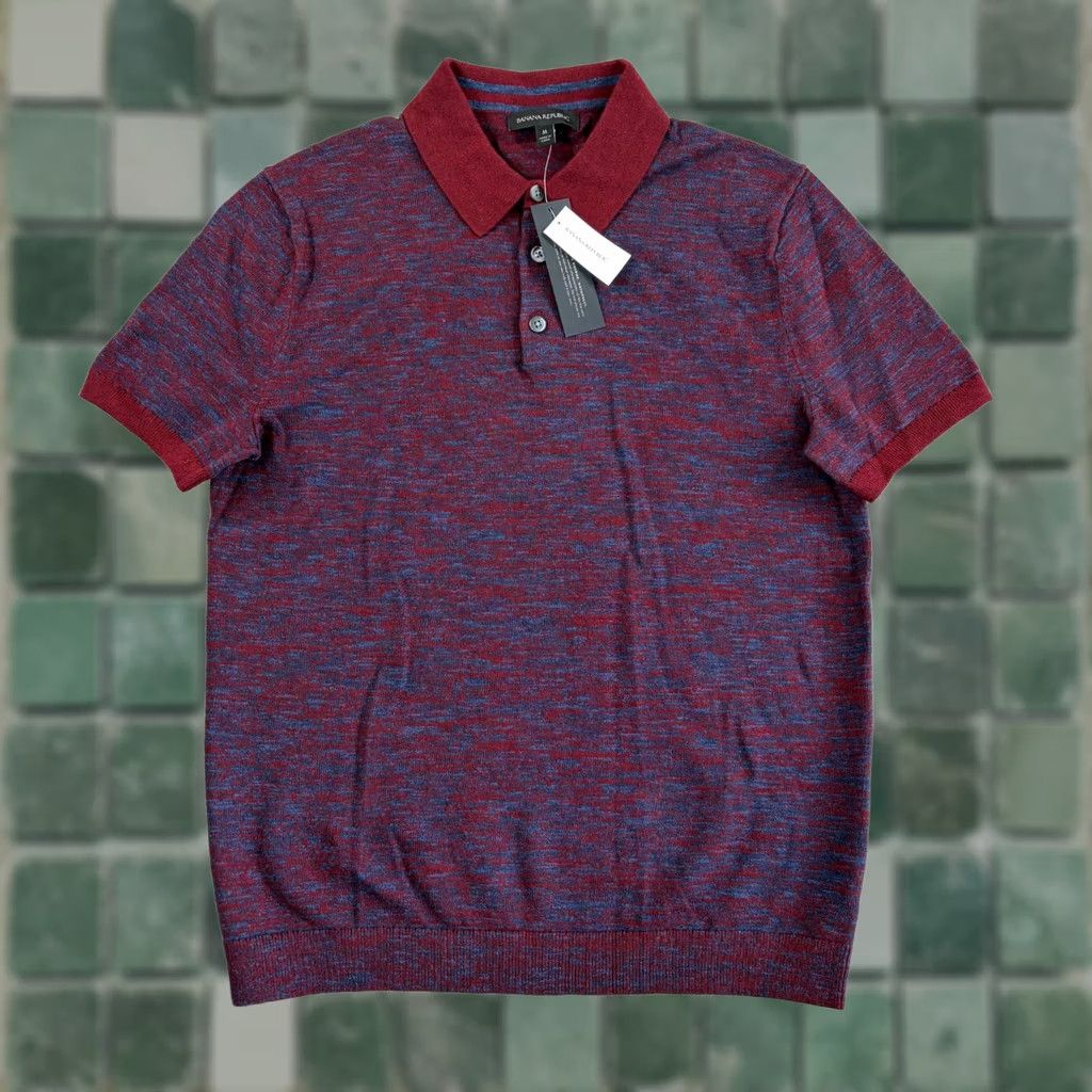 Banana Republic Banana Republic Marl Sweater Polo Shirt Men Medium Multi Supima Cotton SS NWT Size US M / EU 48-50 / 2 - 1 Thumbnail