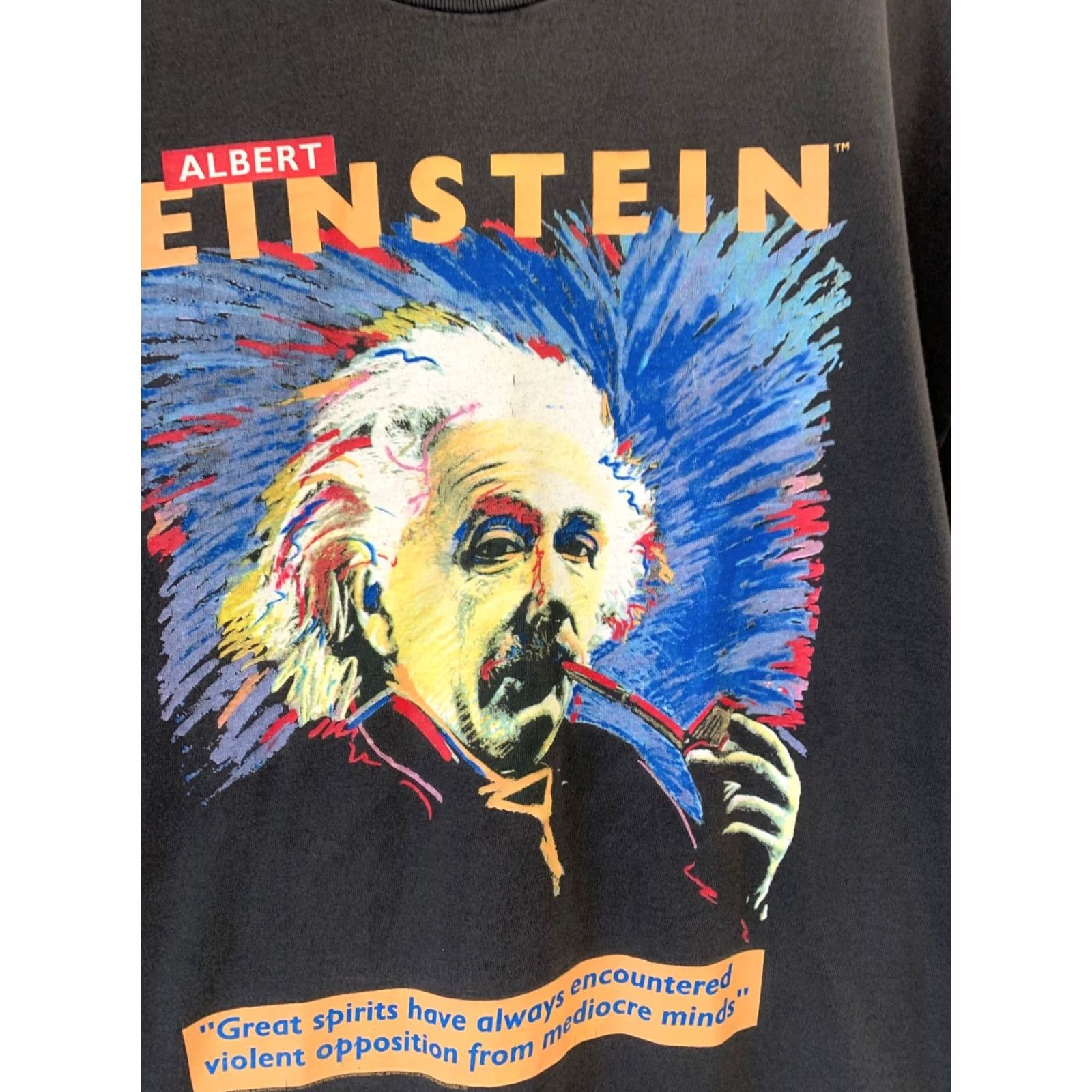 Hanes VINTAGE Albert Einstein Great Spirits Quote T-Shirt Hanes XL Blue Mens 90s Shirt Size US XL / EU 56 / 4 - 6 Thumbnail
