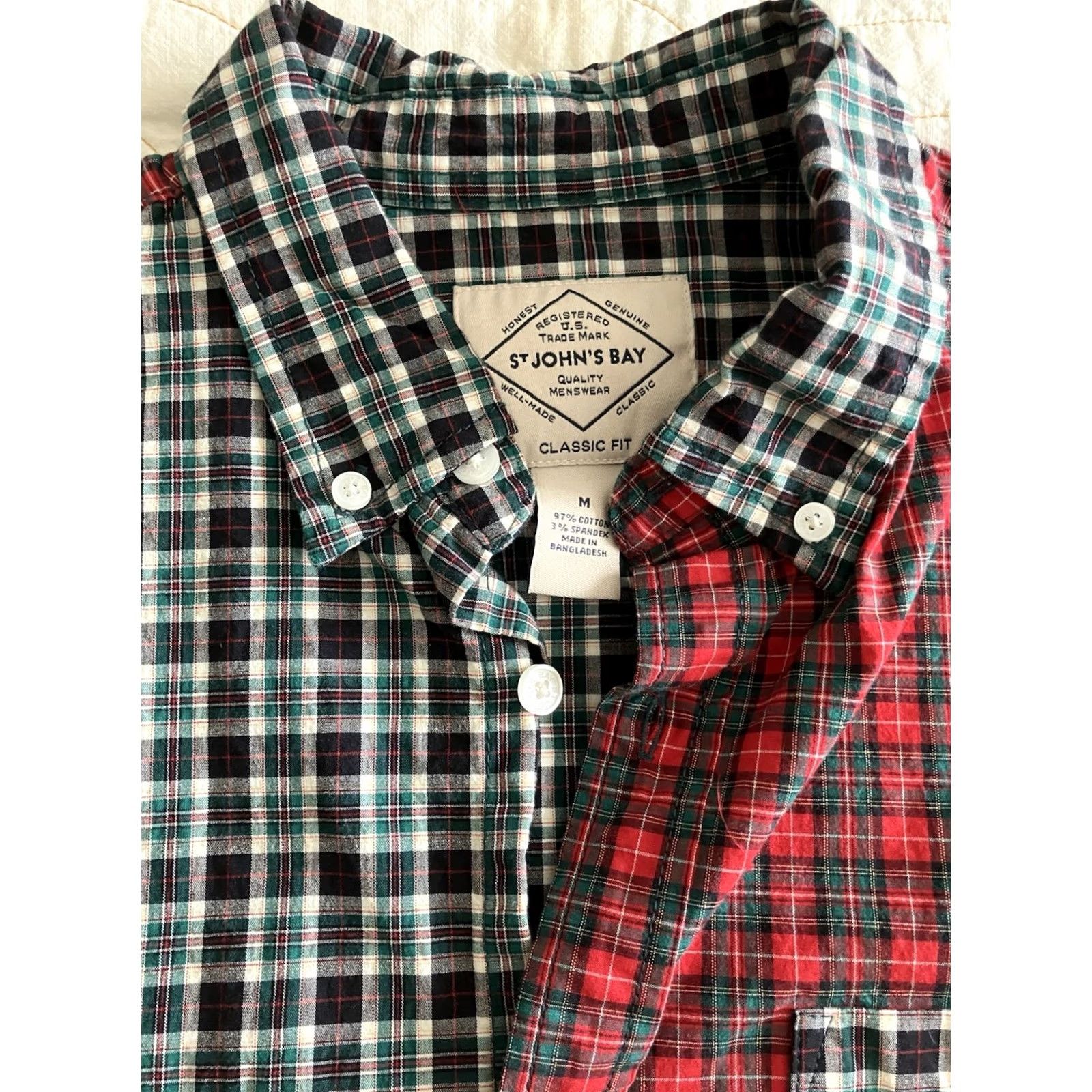 Vintage St. Johns Bay Mens Medium Red Black Tartan Mashup Long Sleeve Button Down Christmas Size US M / EU 48-50 / 2 - 3 Thumbnail