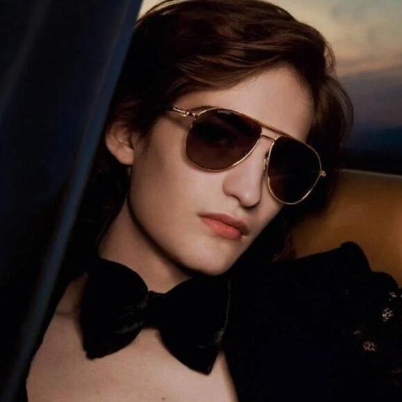 Gucci Gucci GG1220S 001 Sunglasses Gold/Black Aviator Frame, Grey Size ONE SIZE - 3 Thumbnail