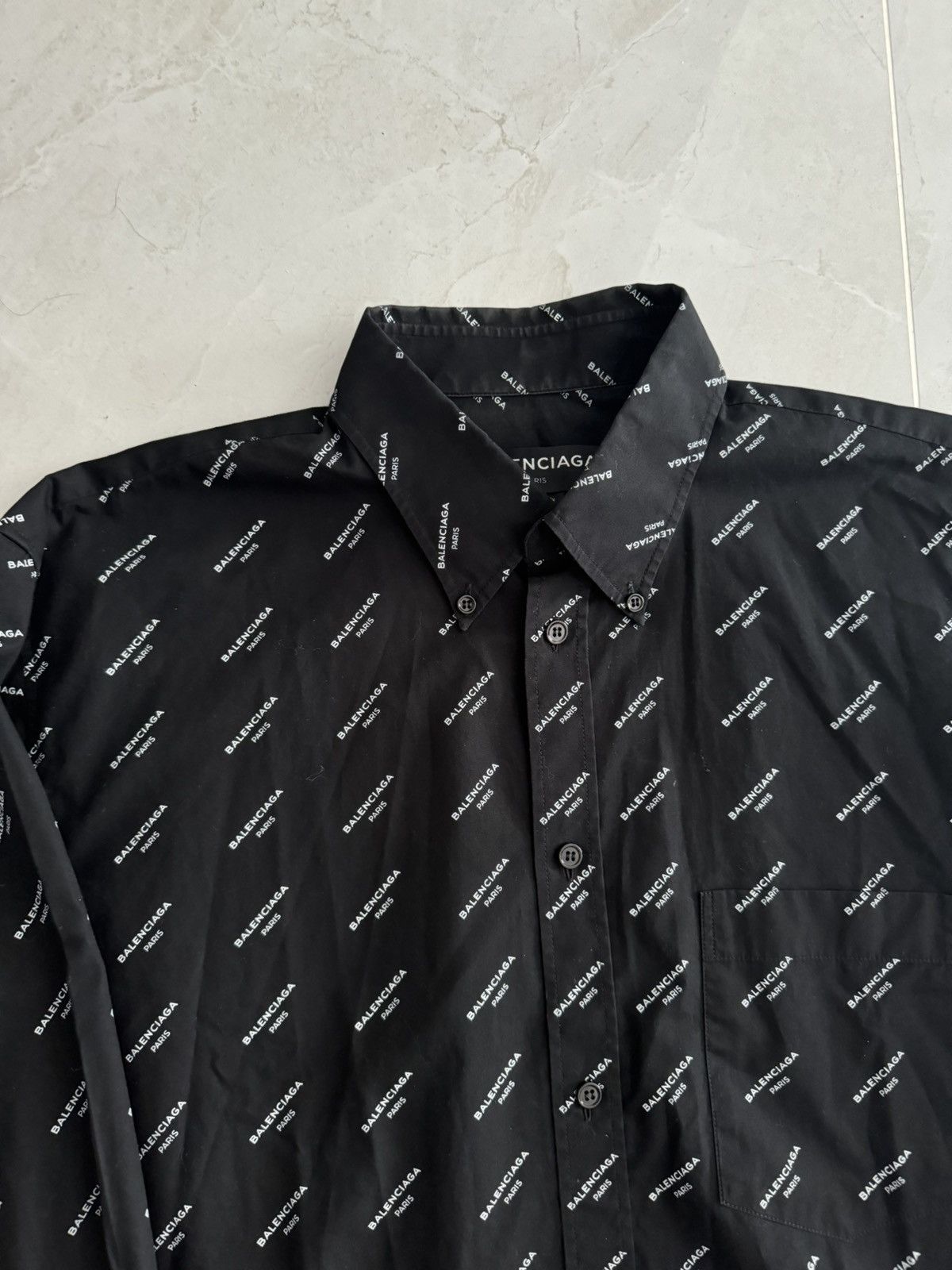Balenciaga Balenciaga Black Logo Striped Shirt Demna Gvasalia Size US XL / EU 56 / 4 - 5 Thumbnail