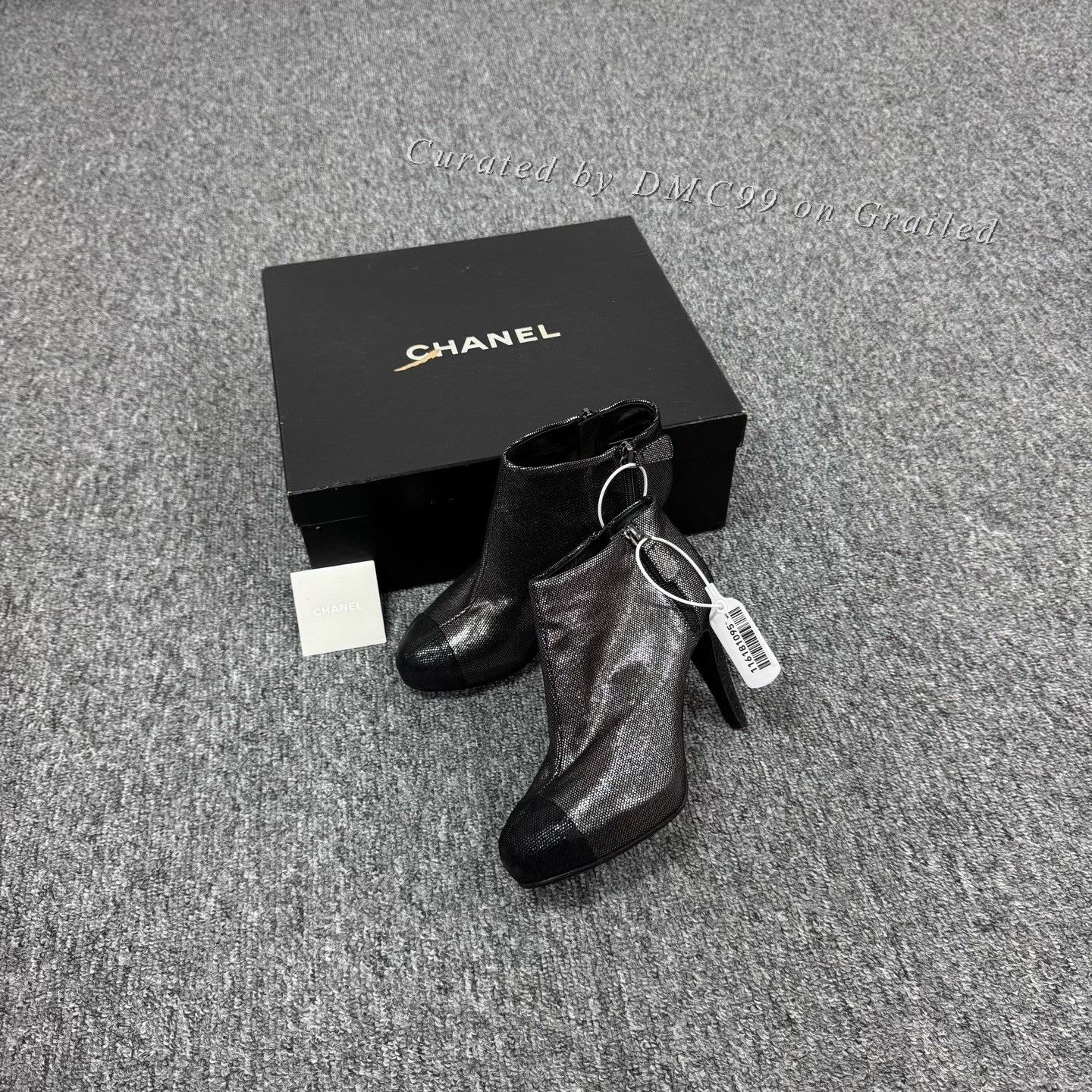 Chanel Chanel Black Crystal Side Zip High Heel Ankle Boots Size US 6 / IT 36 - 1 Thumbnail