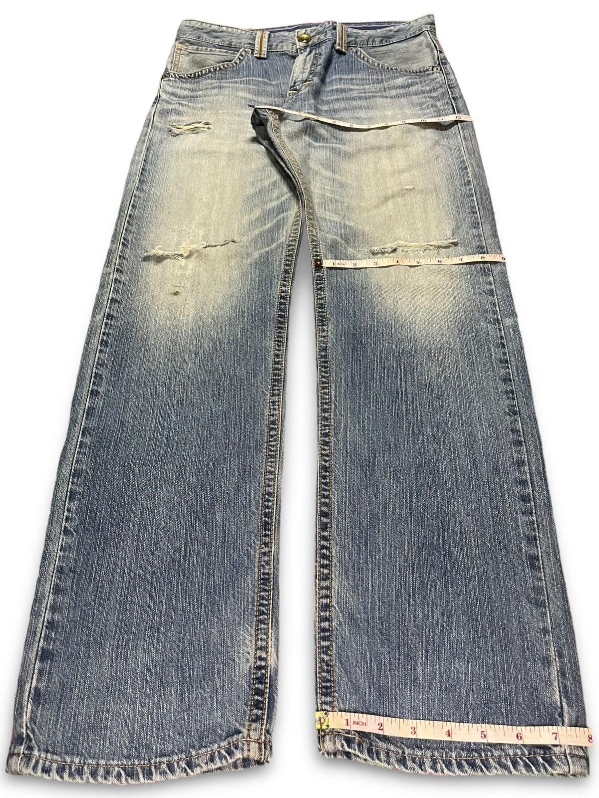 Edwin × Japanese Brand Exclusive Vintage Edwin Japan Light Wash Distressed Jeans Size US 34 / EU 50 - 13 Thumbnail