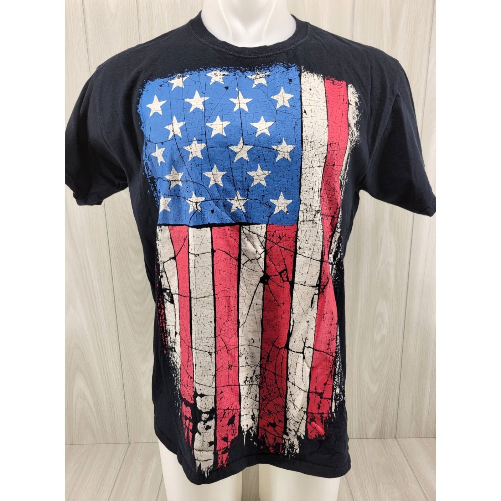 Fruit Of The Loom VINTAGE American Flag Shirt Mens Large Black Red White Blue Fruit Of The Loom Size US L / EU 52-54 / 3 - 2 Thumbnail