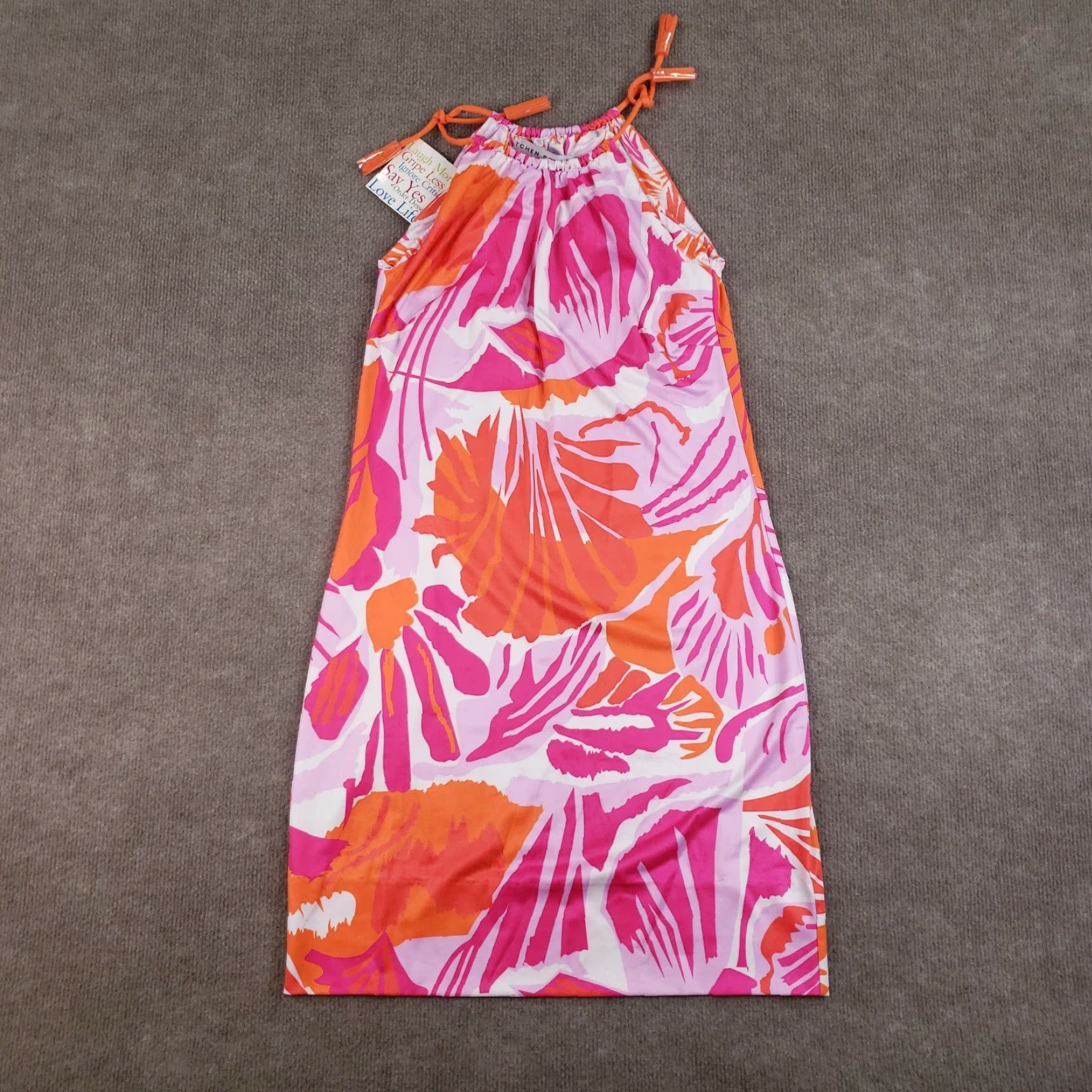 Vintage Gretchen Scott Tassel Tie Dress Womens XXS Pink Purple Frond Frenzy Tropical Size XXS / US 00 / IT 34 - 6 Thumbnail