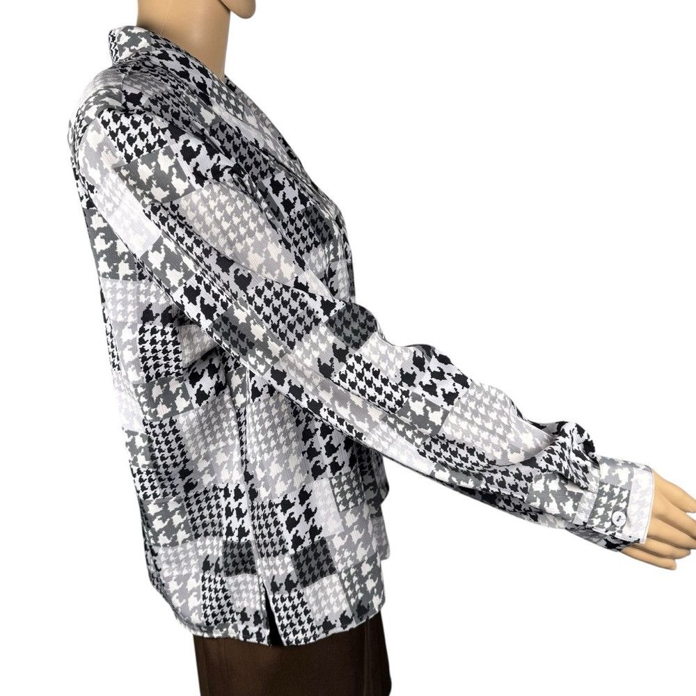 Other Vintage Alfred Dunner Houndstooth Long Sleeve Blouse Size 1 Size XL / US 12-14 / IT 48-50 - 3 Thumbnail