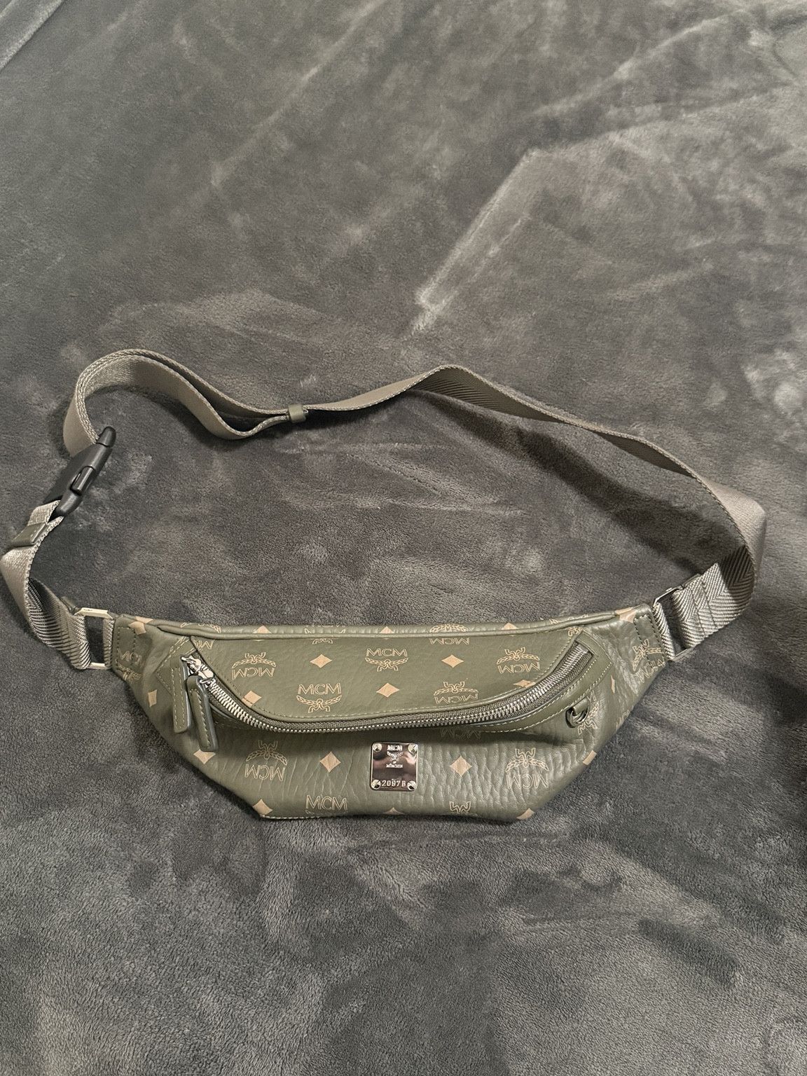 MCM Rare MCM Olive Green Visetos Fursten Belt Bag Crossbody Size ONE SIZE - 1 Thumbnail