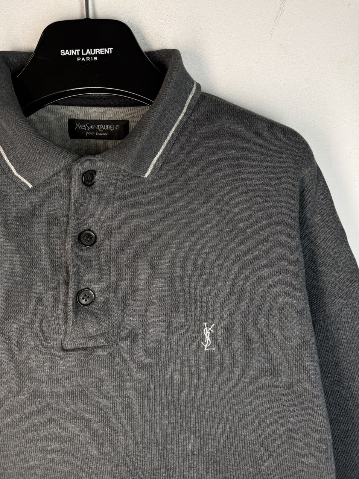 90's YSL Sweatshirt 1/4 Grey YSL Sweater Old Money