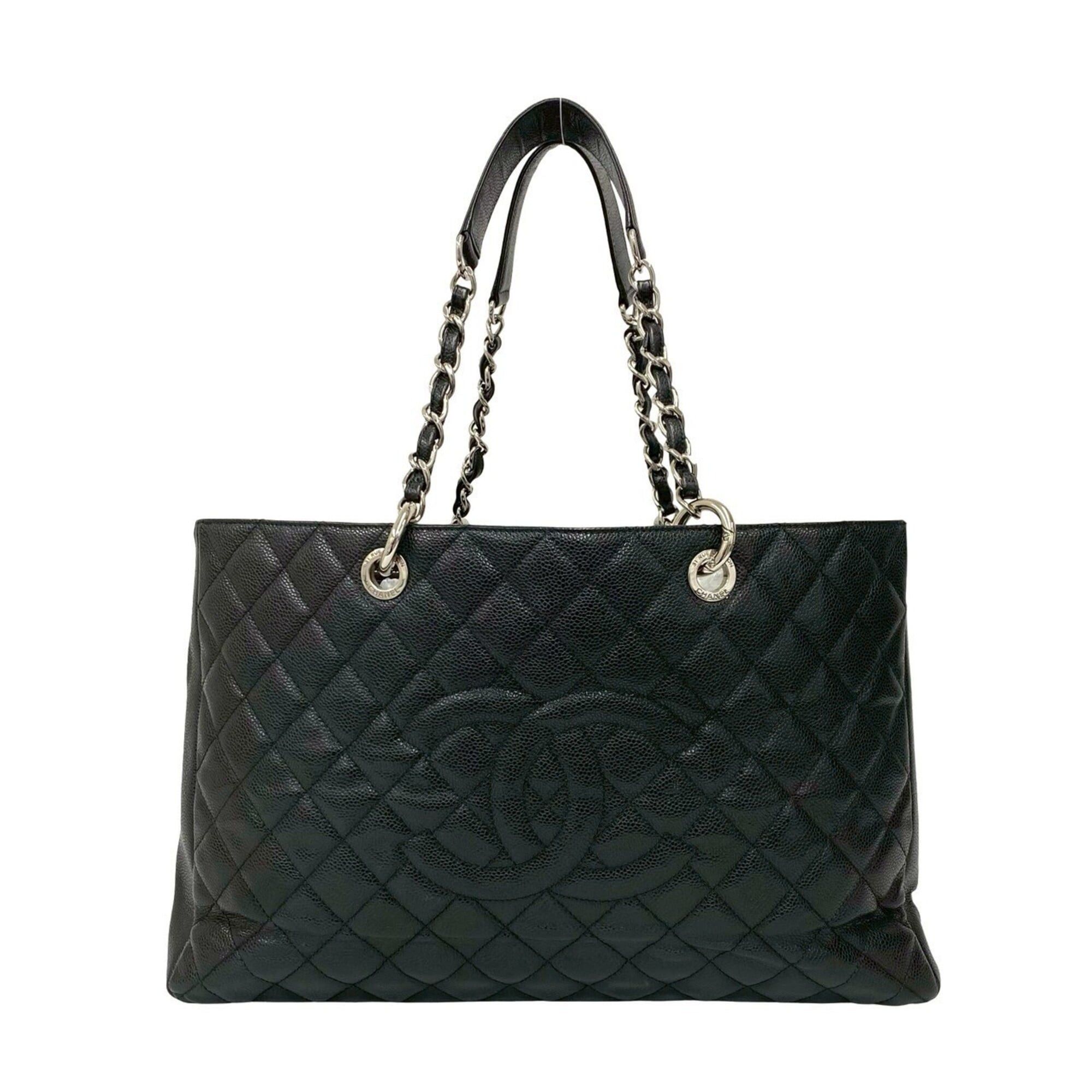 Chanel CHANEL Matelassé Coco Mark Caviar Leather Chain Tote Bag Black 62270 Size ONE SIZE - 1 Thumbnail