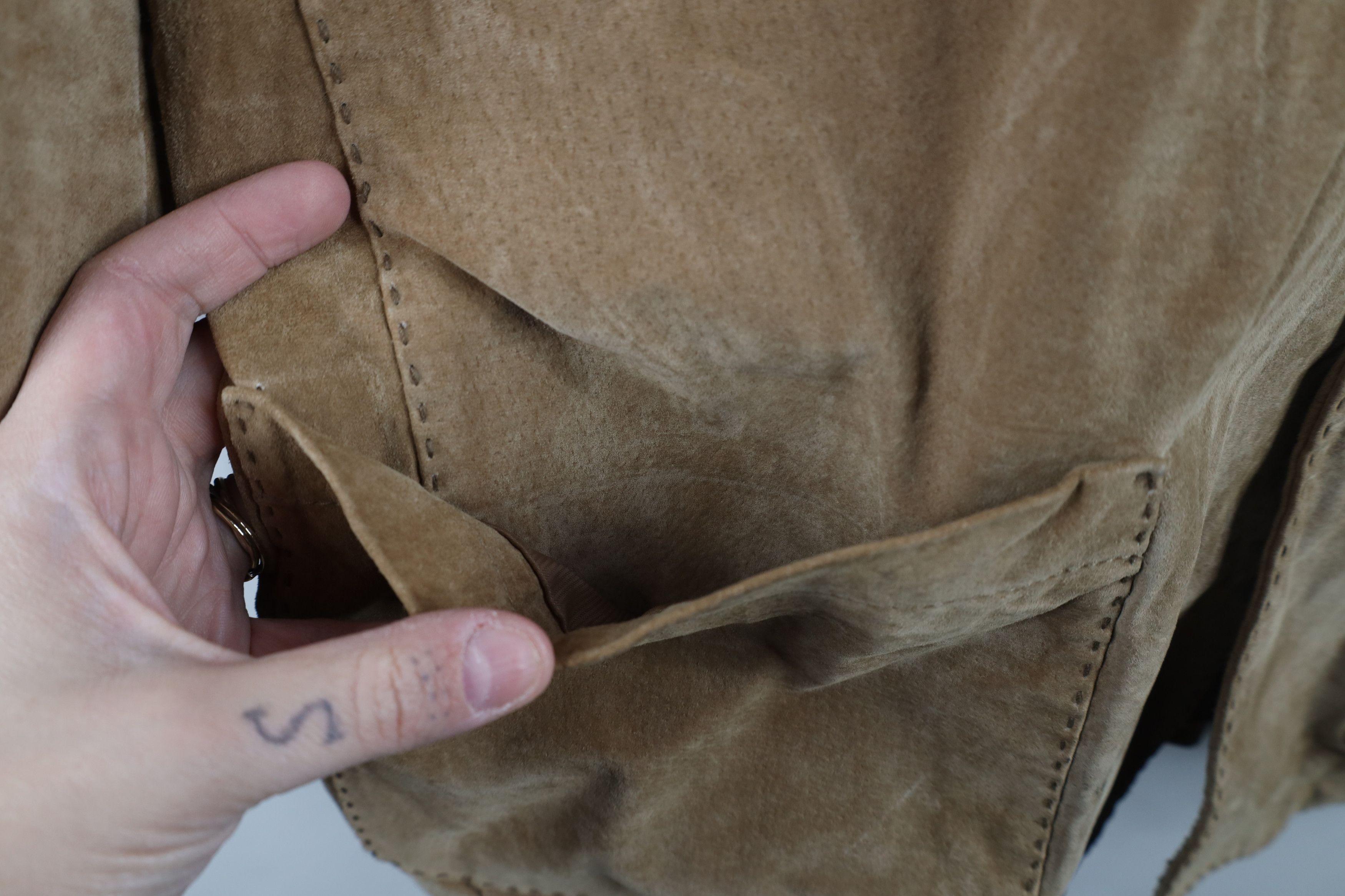 Vintage Vintage 90s Streetwear Suede Leather Blazer Jacket Brown Size US L / EU 52-54 / 3 - 5 Thumbnail