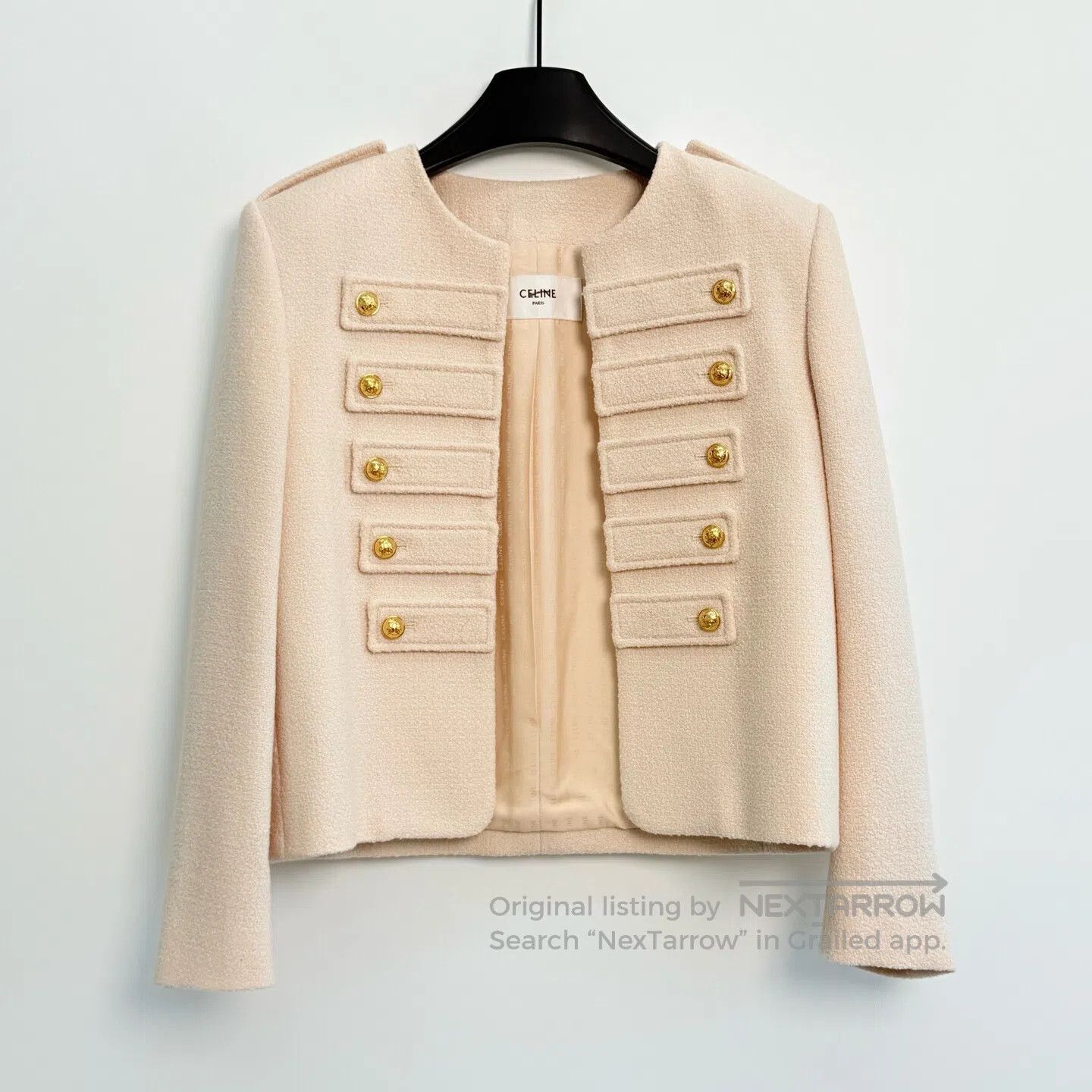 Celine CELINE Solid Color Tweed Knit Top with Buttons| Size XXS / US 00 / IT 34 - 1 Thumbnail
