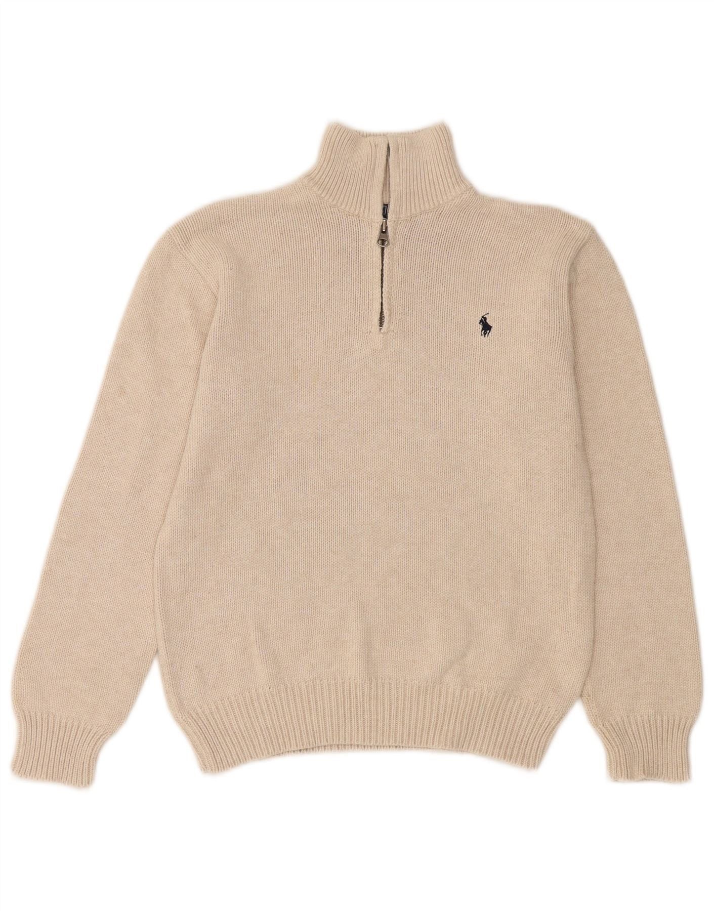 Polo Ralph Lauren Boys Zip Neck Jumper Sweater 10-11 Years Medium Off White Size M / US 6-8 / IT 42-44 - 1 Thumbnail