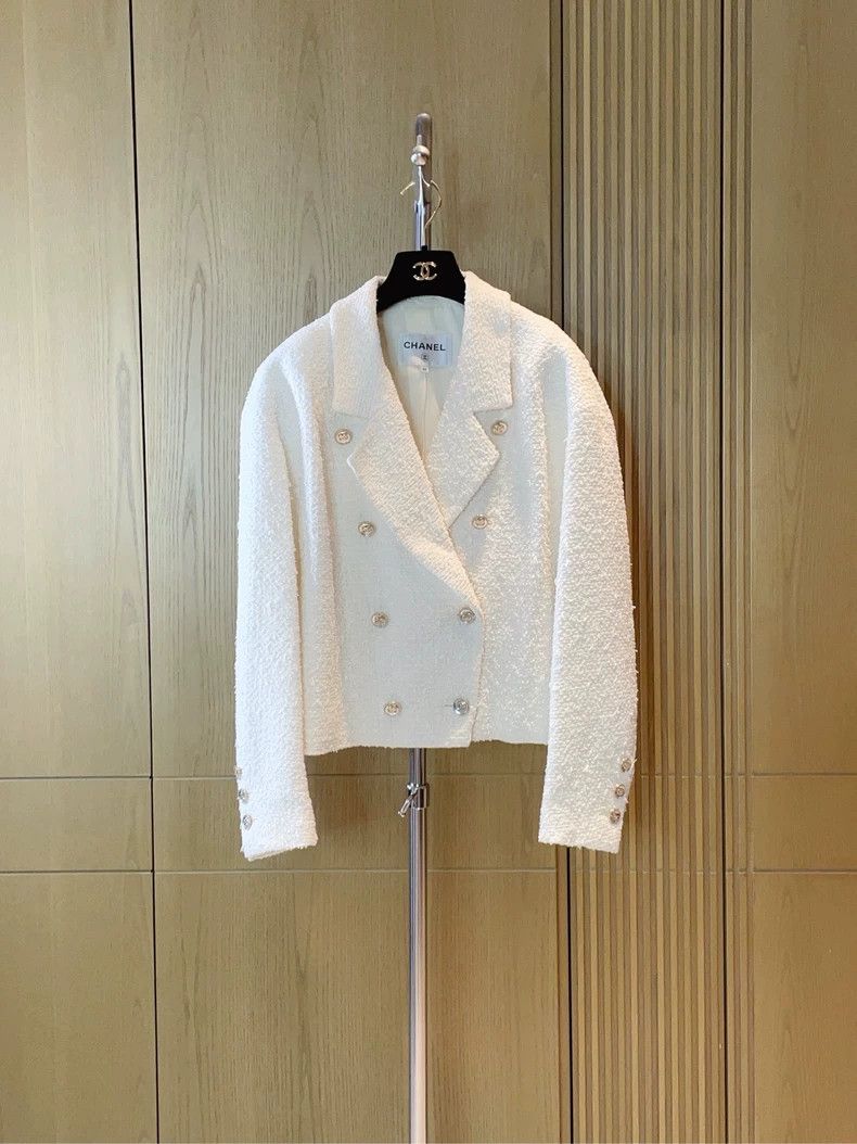 Chanel Chanel White collar double-breasted tweed jacket 2504-Nexta Size S / US 4 / IT 40 - 1 Thumbnail