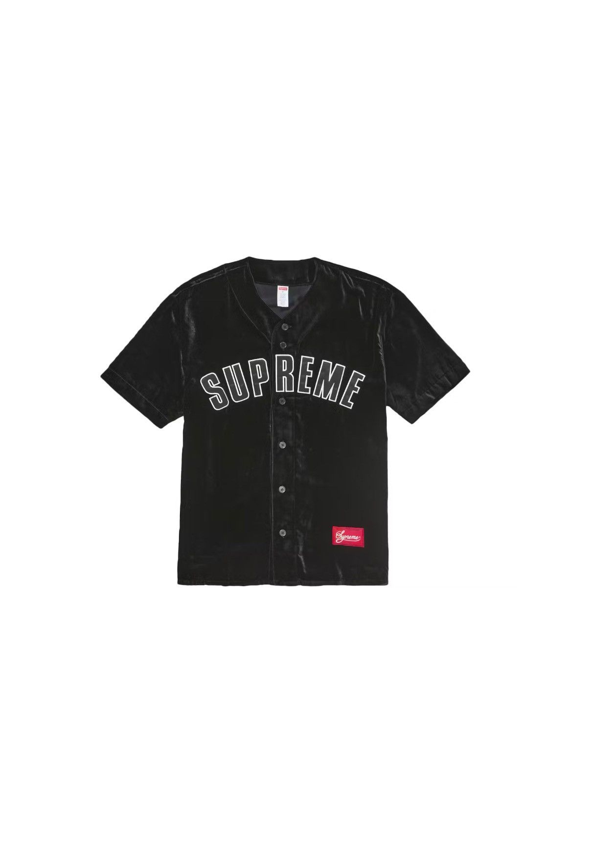 Supreme XXL Supreme Velvet Baseball jersey black suede sport