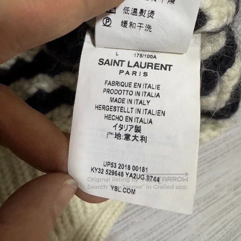 Saint Laurent Paris Saint Laurent Black and White Thick Woolen Crewneck Sweater Size US L / EU 52-54 / 3 - 4 Thumbnail