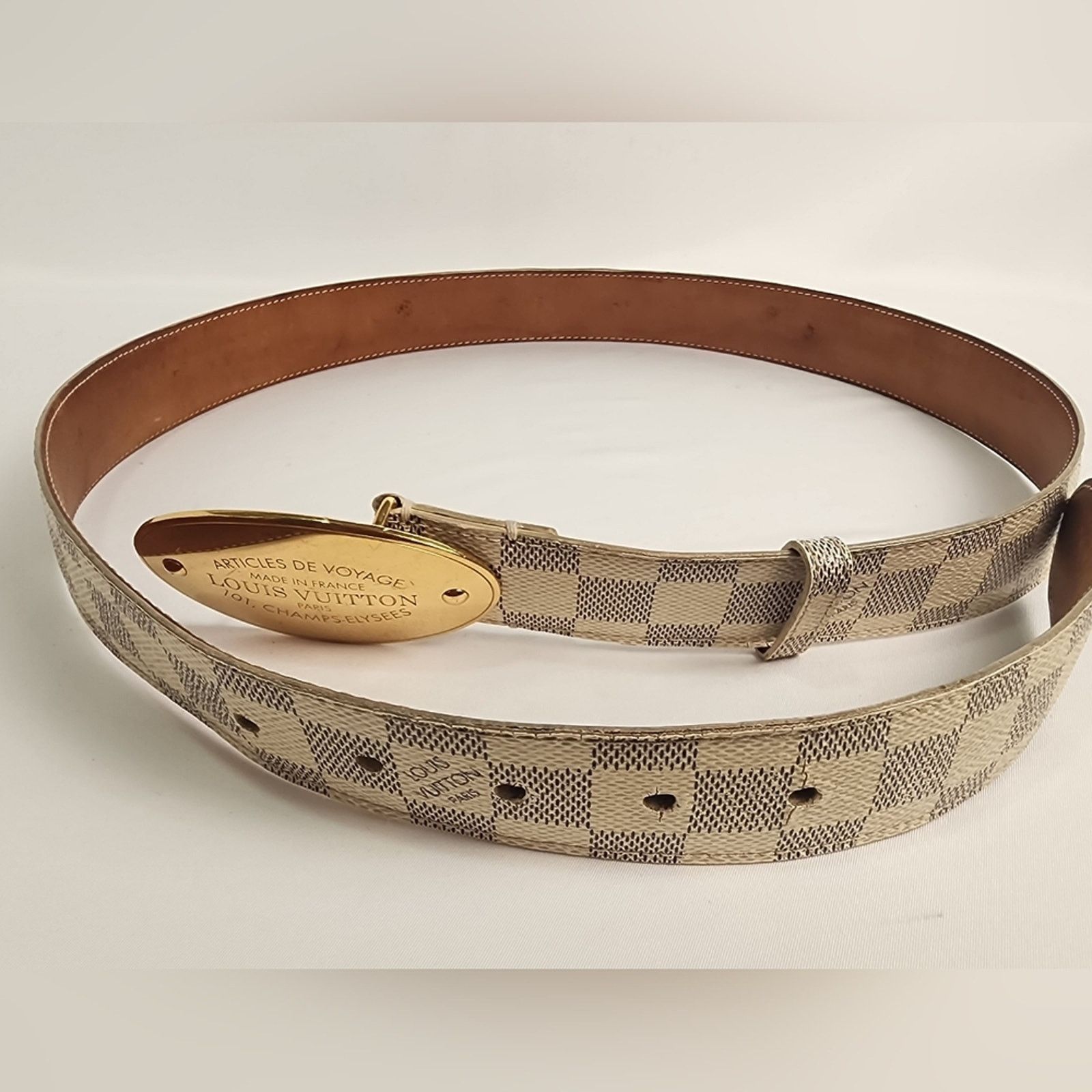 Louis Vuitton Louis Vuitton Damier Azur Canvas Voyage Belt 100/40 Size ONE SIZE - 5 Thumbnail