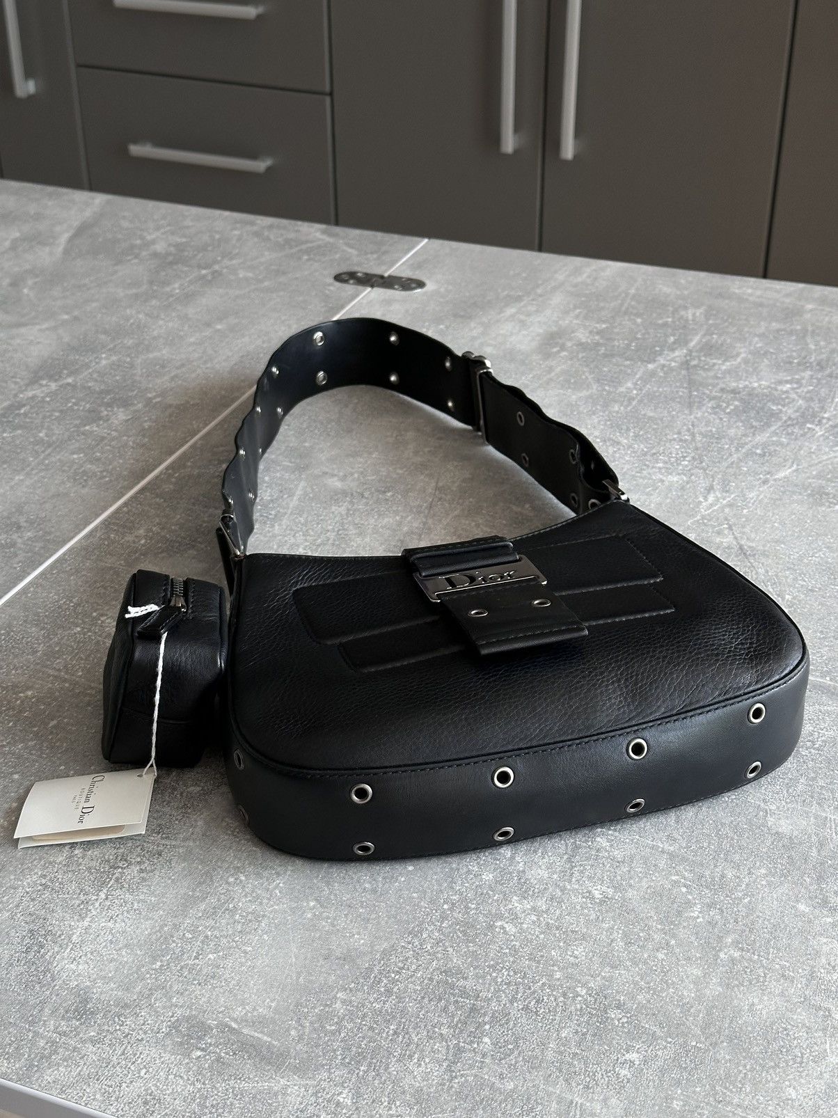 Dior DIOR Street Chic Columbus Evening Black Leather Shoulder Bag Size ONE SIZE - 4 Thumbnail